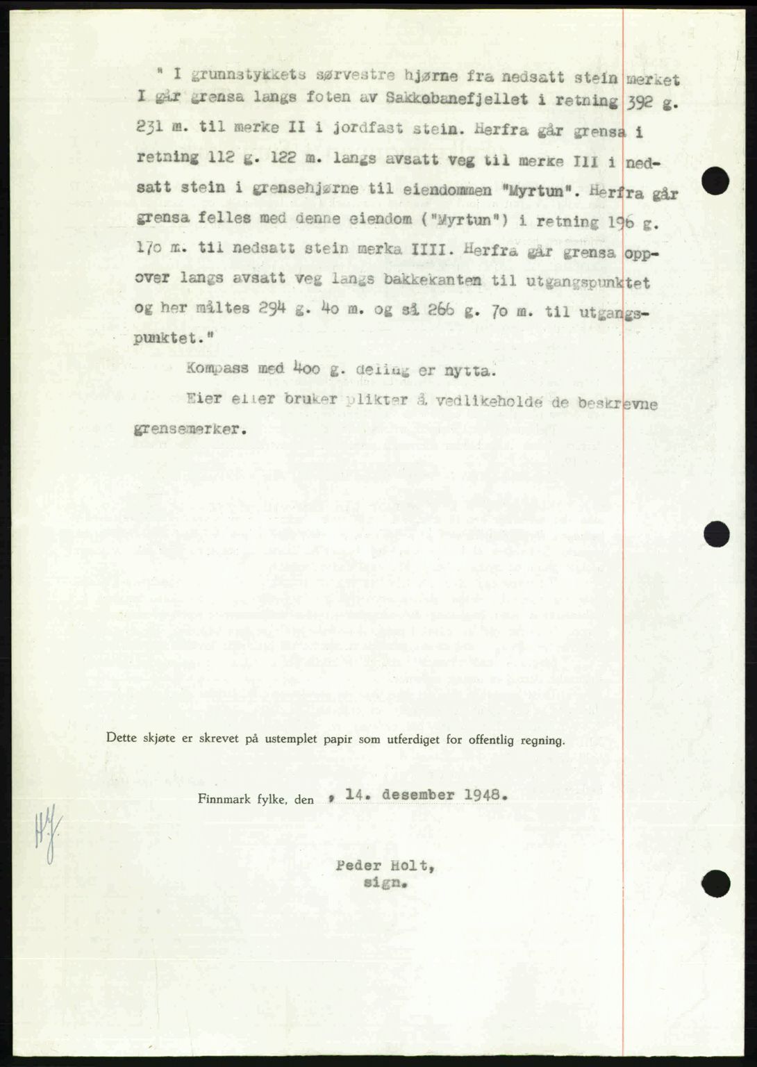 Alta fogderi/sorenskriveri, SATØ/SATØ-5/1/K/Kd/L0037pantebok: Mortgage book no. 39-40, 1948-1949, Diary no: : 311/1949