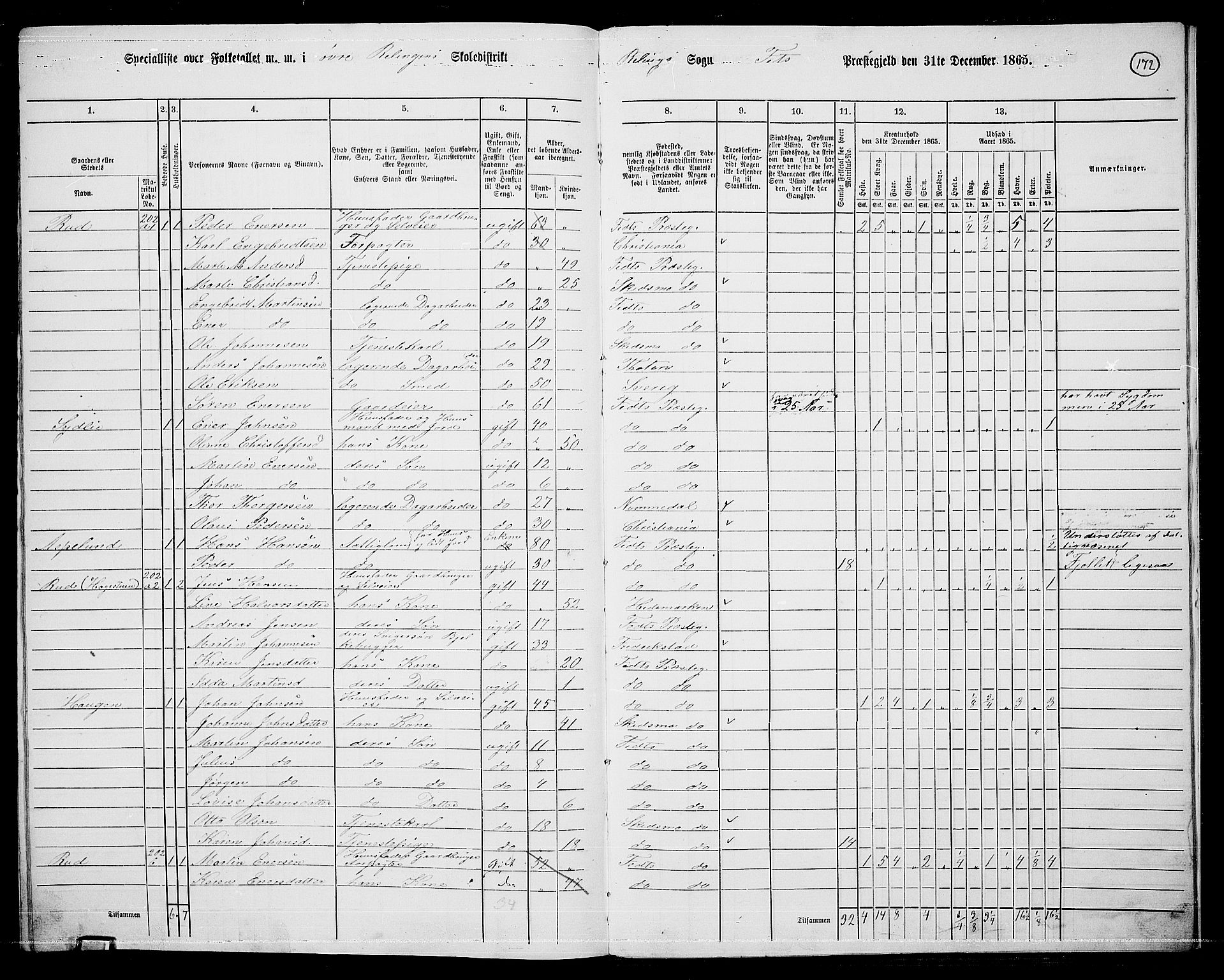 RA, 1865 census for Fet, 1865, p. 161