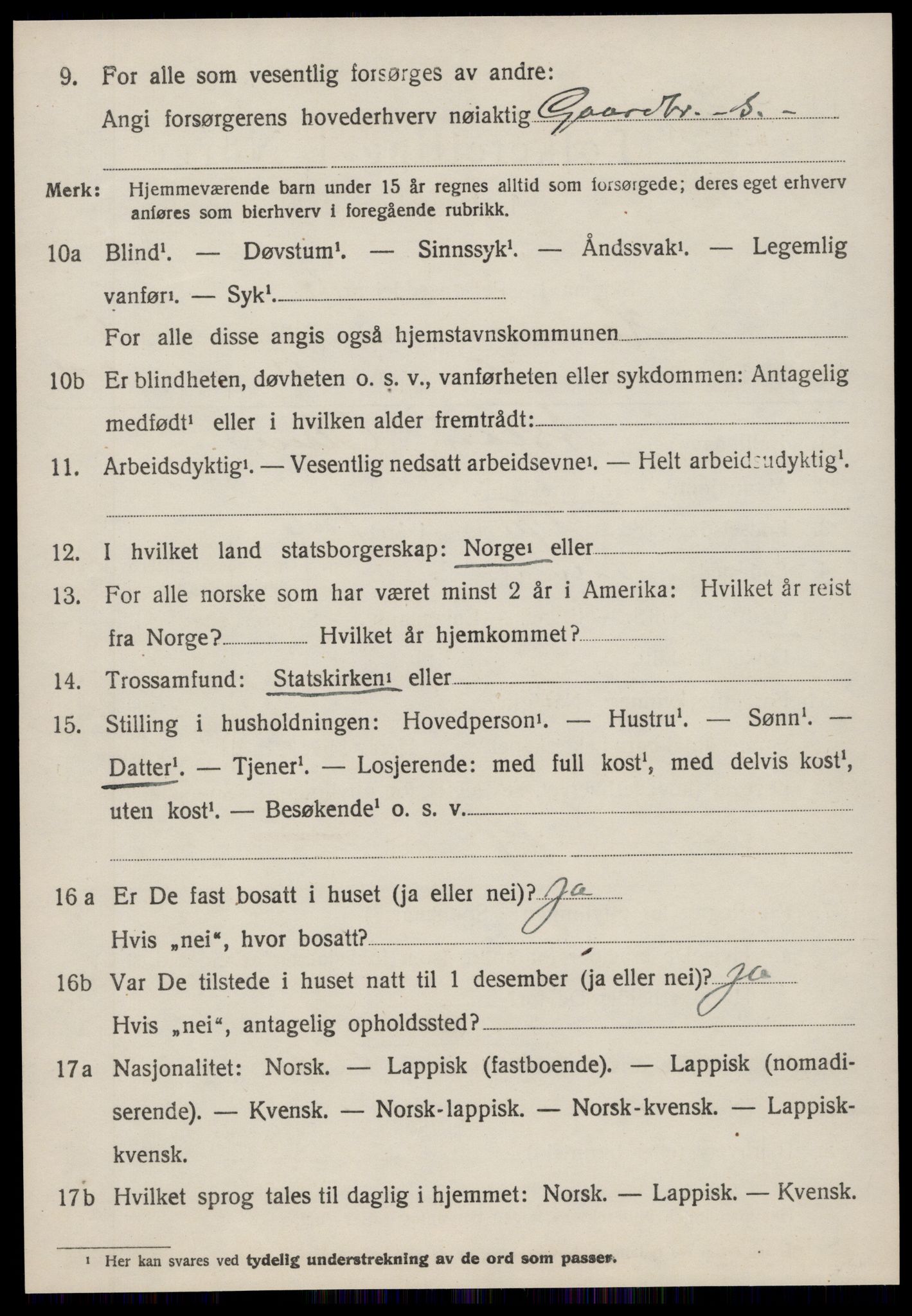 SAT, 1920 census for Hemne, 1920, p. 3513