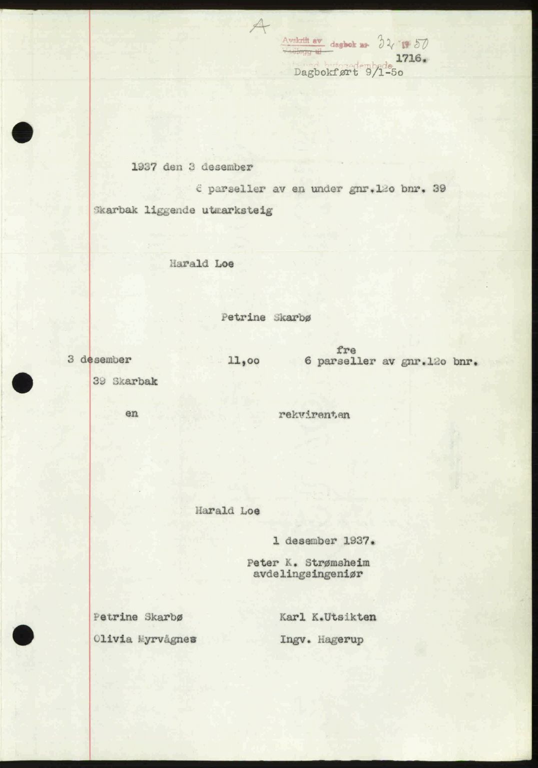 Ålesund byfogd, AV/SAT-A-4384: Mortgage book no. 37A (2), 1949-1950, Diary no: : 32/1950