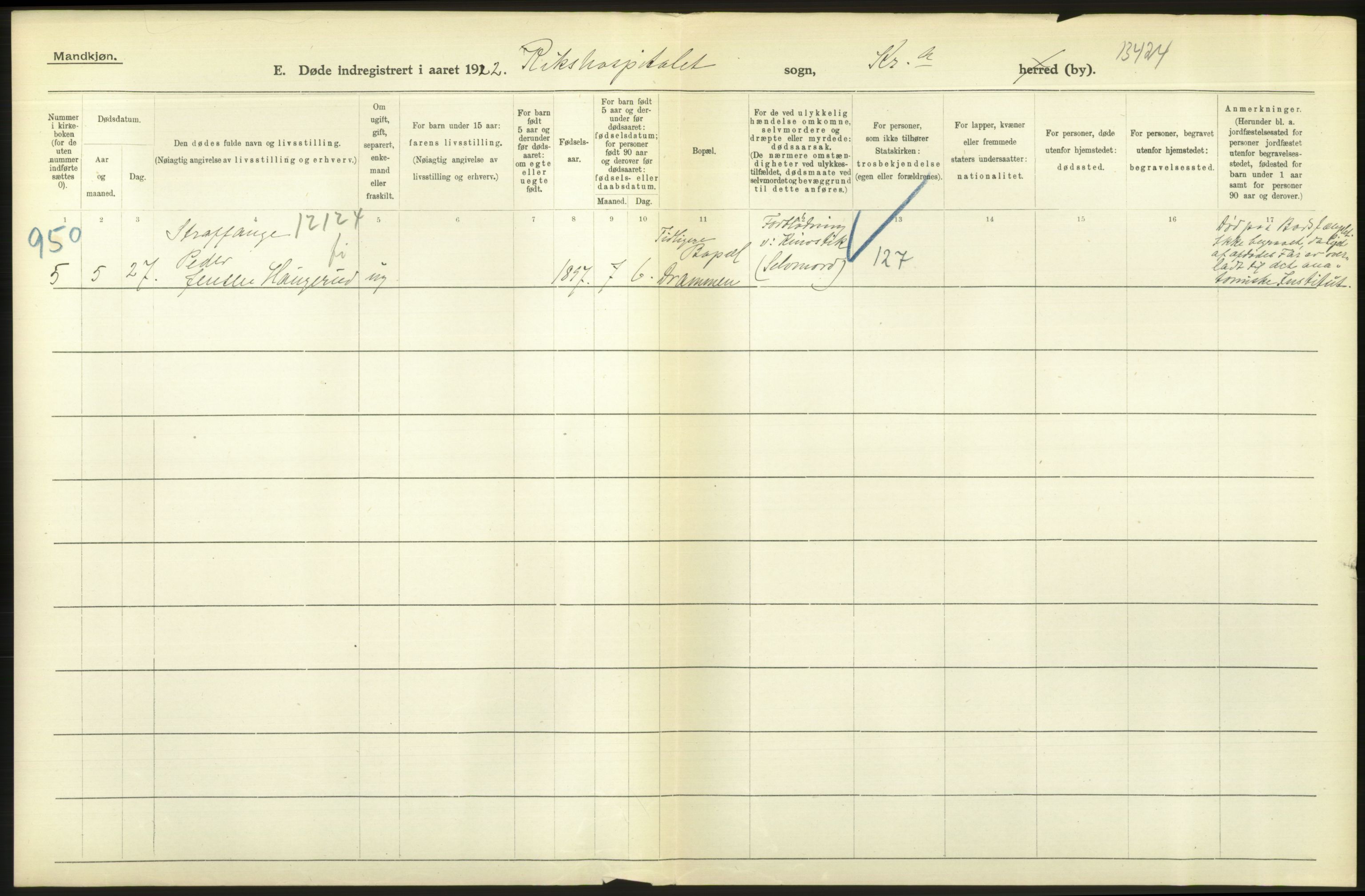 Statistisk sentralbyrå, Sosiodemografiske emner, Befolkning, RA/S-2228/D/Df/Dfc/Dfcb/L0010: Kristiania: Døde, dødfødte, 1922, p. 644