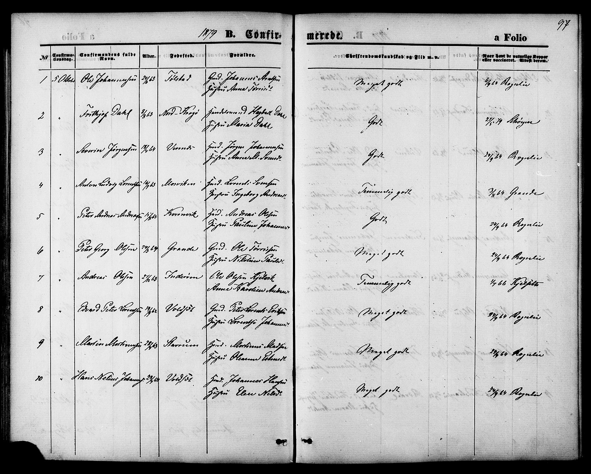 Ministerialprotokoller, klokkerbøker og fødselsregistre - Nord-Trøndelag, SAT/A-1458/744/L0419: Parish register (official) no. 744A03, 1867-1881, p. 97