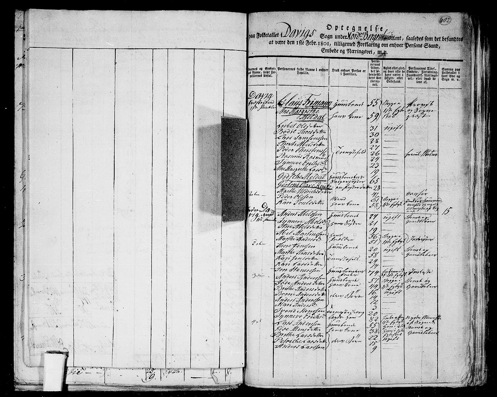 RA, 1801 census for 1442P Davik, 1801, p. 602a