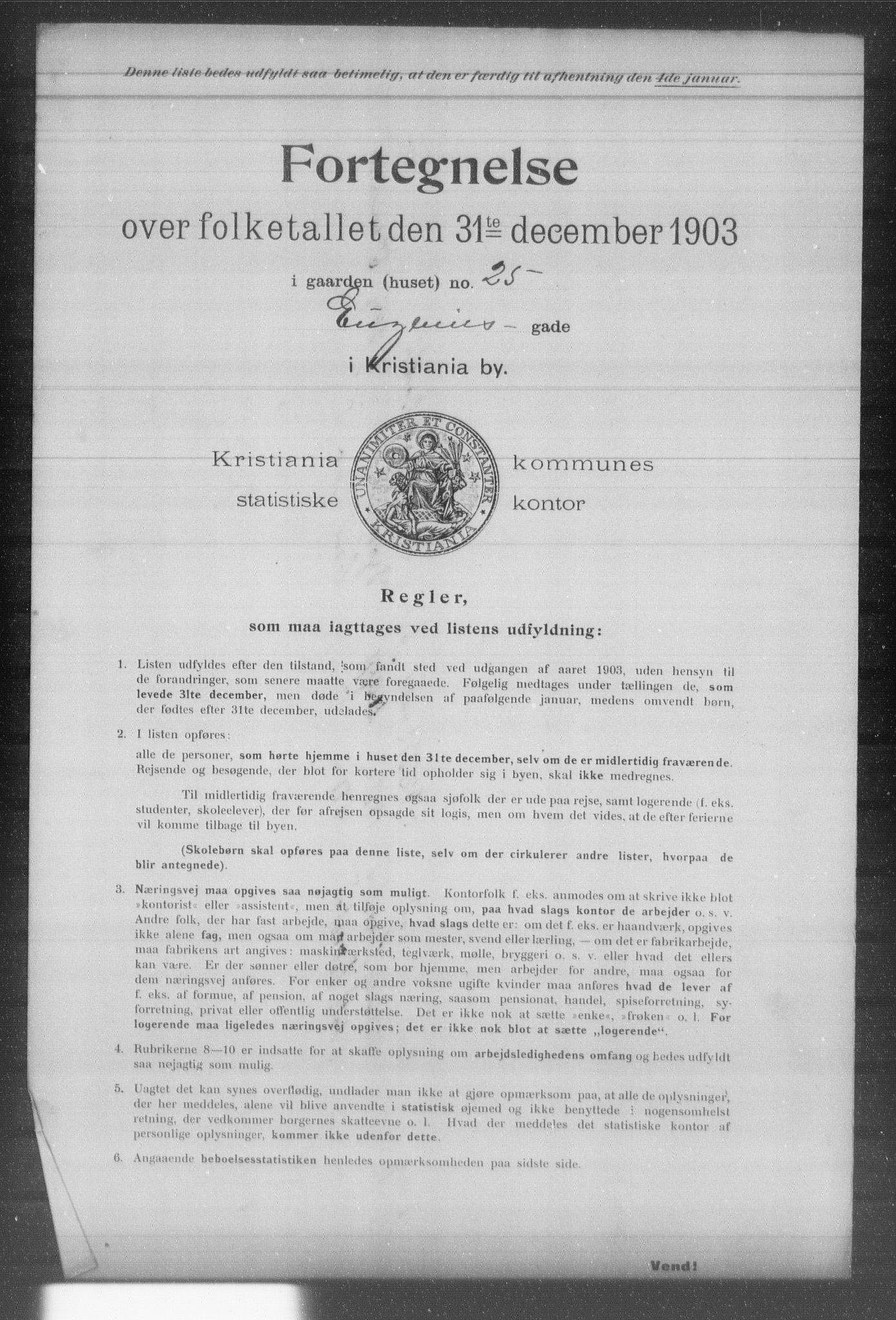 OBA, Municipal Census 1903 for Kristiania, 1903, p. 4734