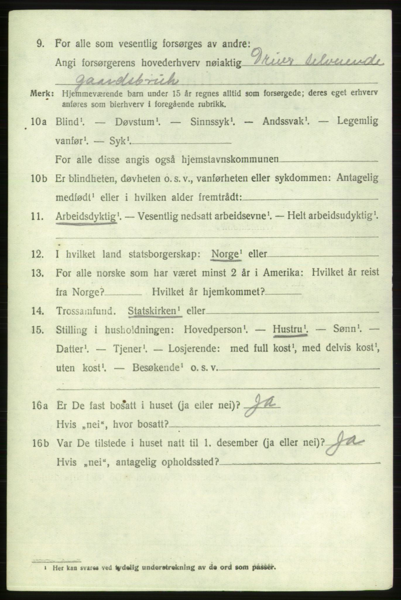 SAB, 1920 census for Etne, 1920, p. 3180