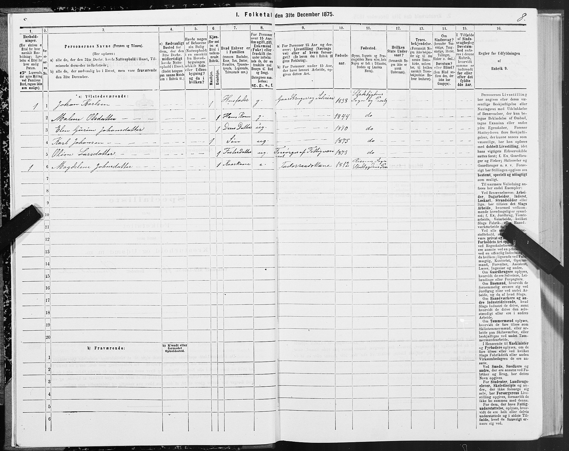 SAT, 1875 census for 1625P Stadsbygd, 1875, p. 1008