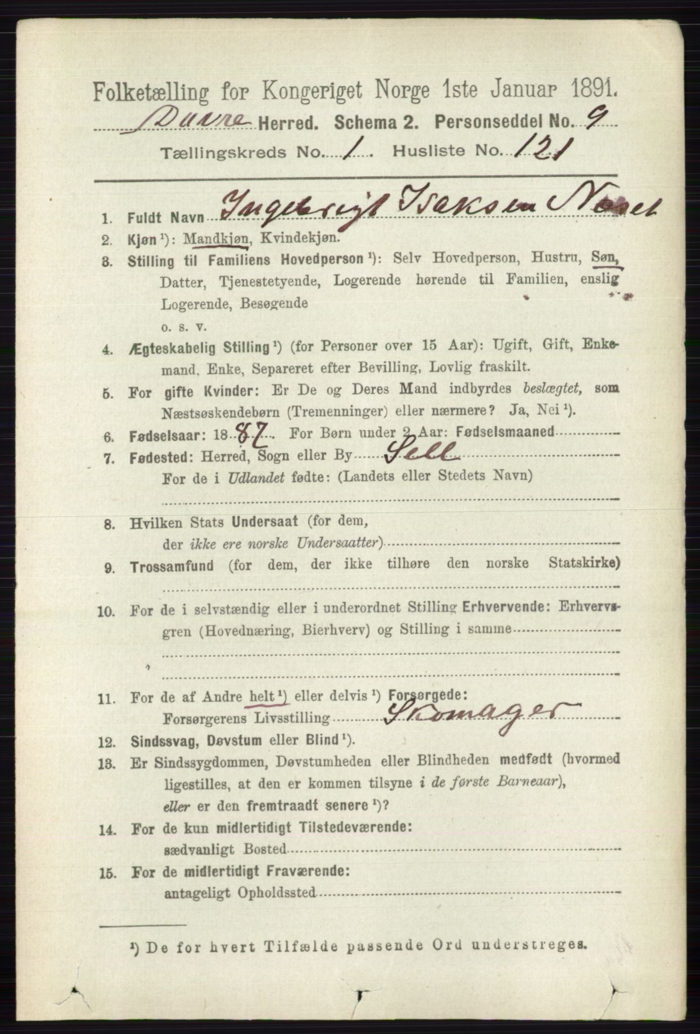 RA, 1891 census for 0511 Dovre, 1891, p. 782