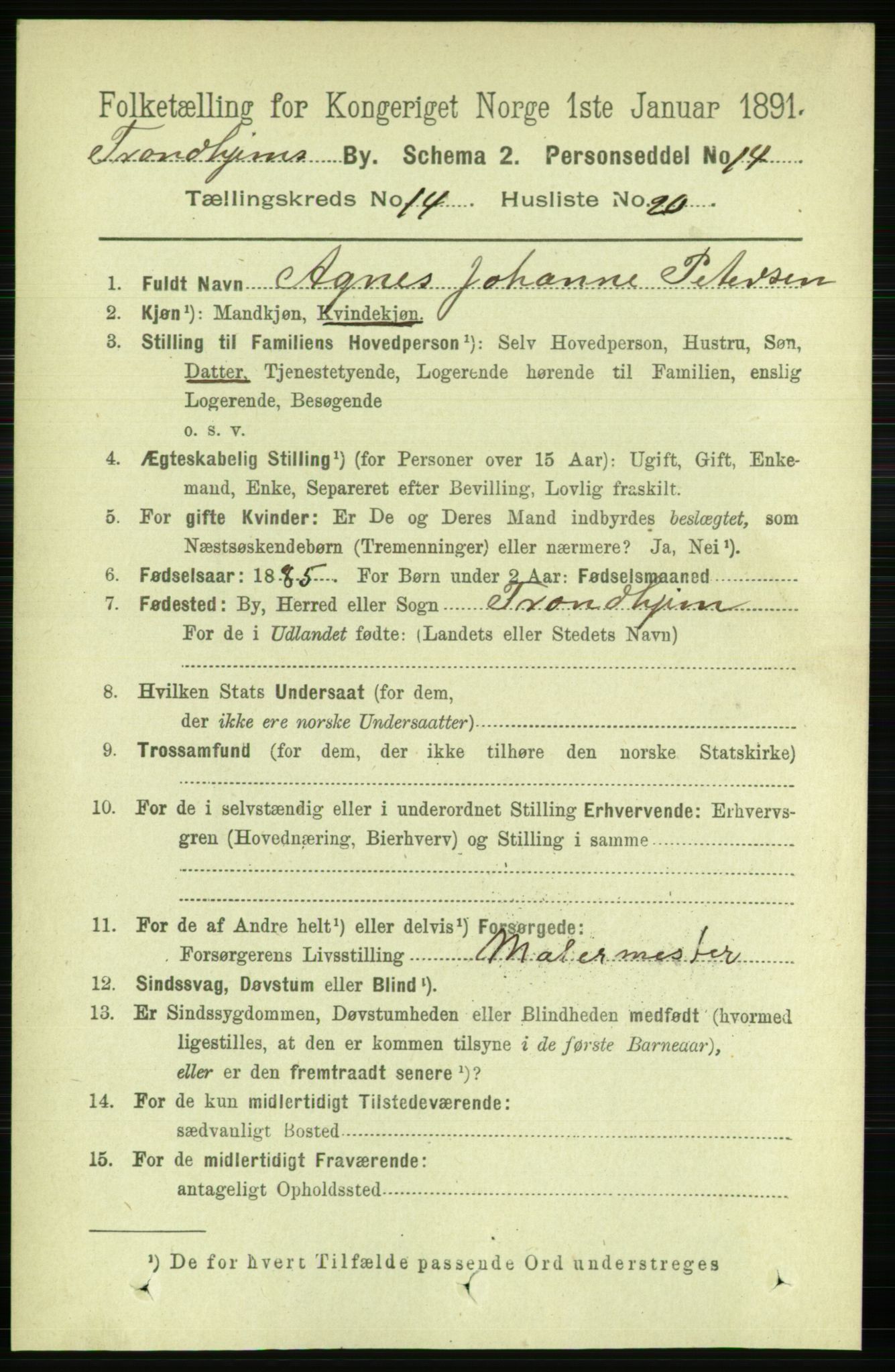 RA, 1891 census for 1601 Trondheim, 1891, p. 11240