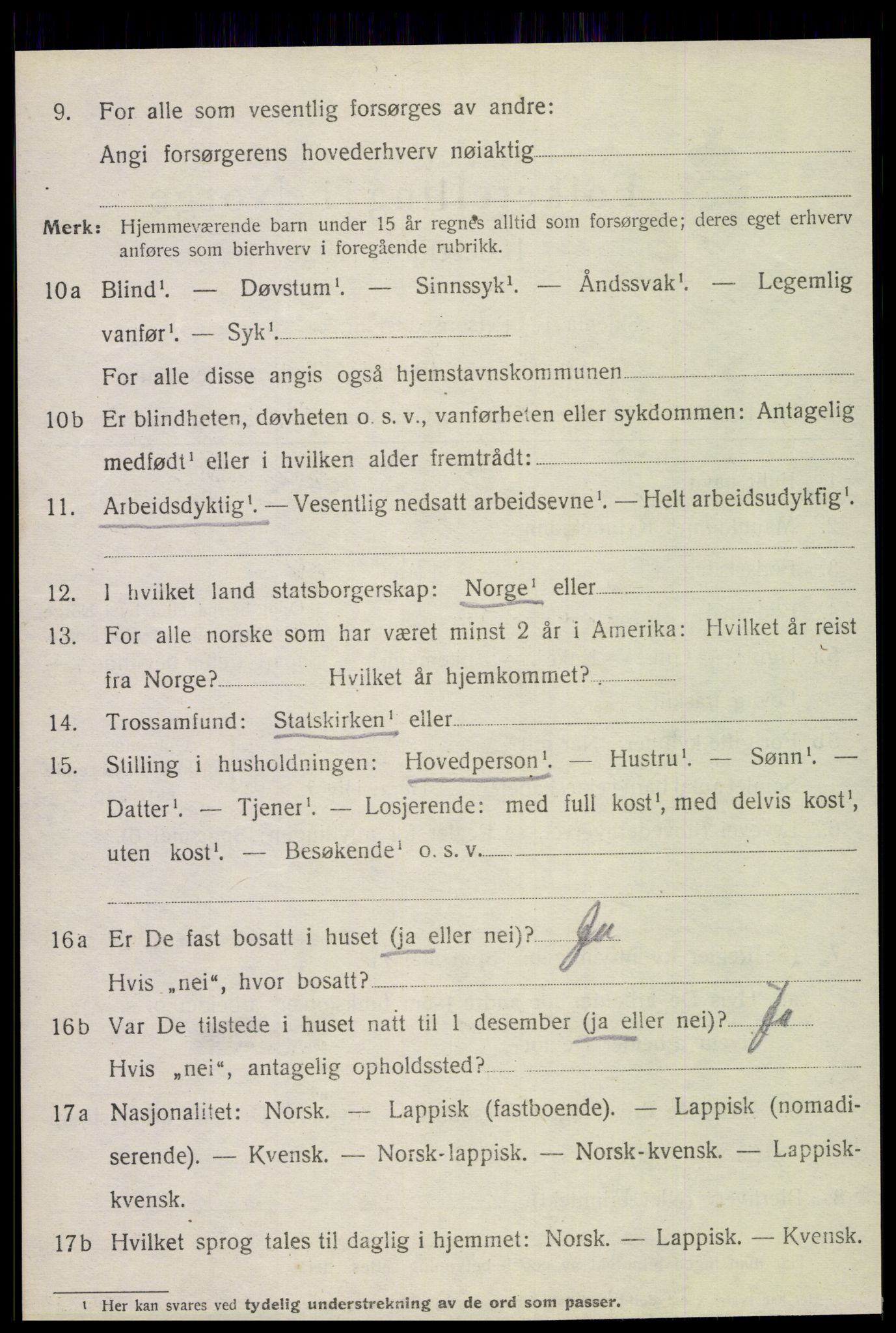 SAT, 1920 census for Fauske, 1920, p. 10105