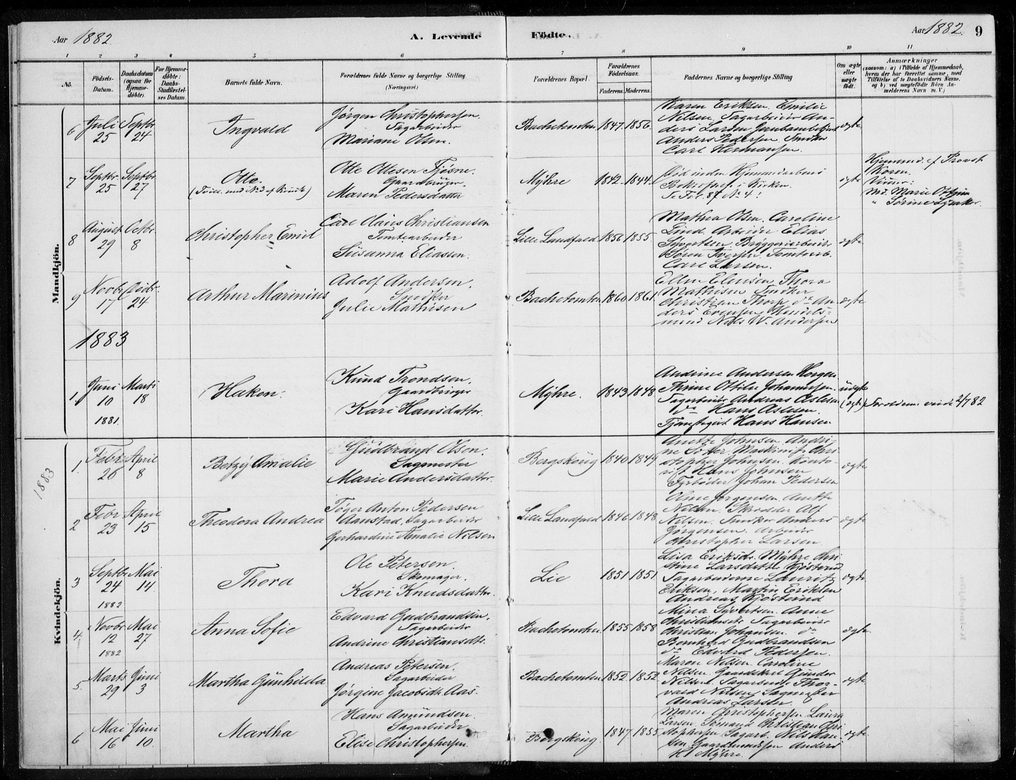 Åssiden kirkebøker, AV/SAKO-A-251/F/Fa/L0001: Parish register (official) no. 1, 1878-1904, p. 9