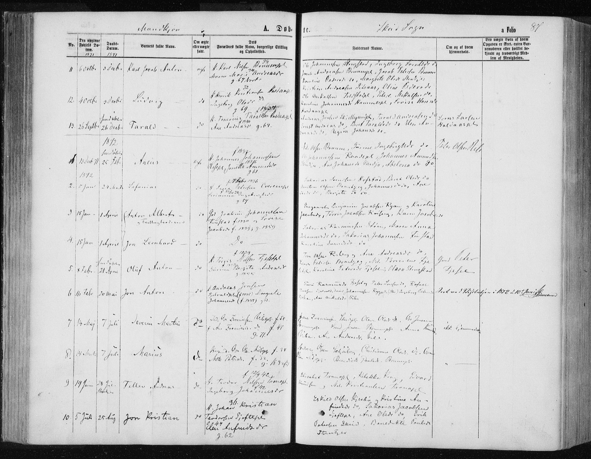 Ministerialprotokoller, klokkerbøker og fødselsregistre - Nord-Trøndelag, SAT/A-1458/735/L0345: Parish register (official) no. 735A08 /2, 1863-1872, p. 87