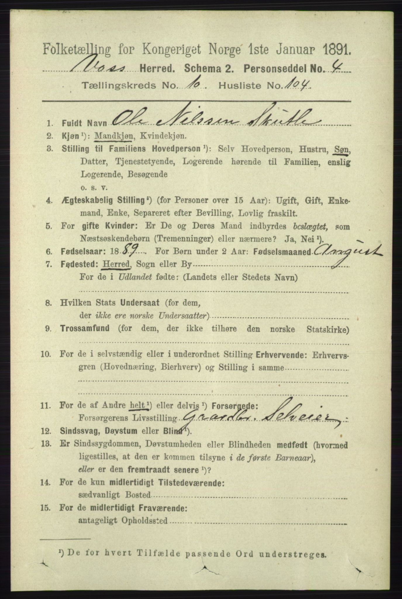 RA, 1891 census for 1235 Voss, 1891, p. 5720