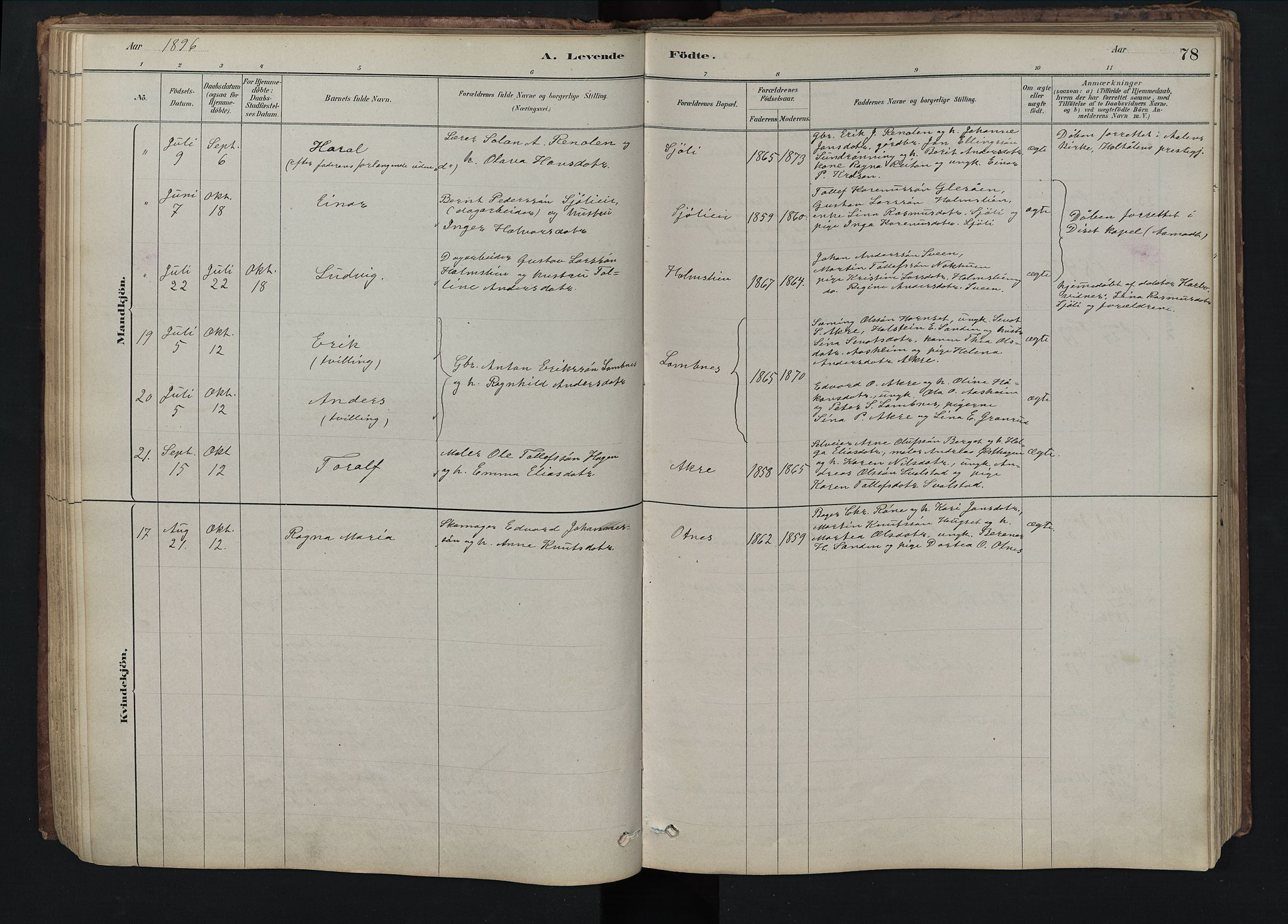 Rendalen prestekontor, SAH/PREST-054/H/Ha/Hab/L0009: Parish register (copy) no. 9, 1879-1902, p. 78
