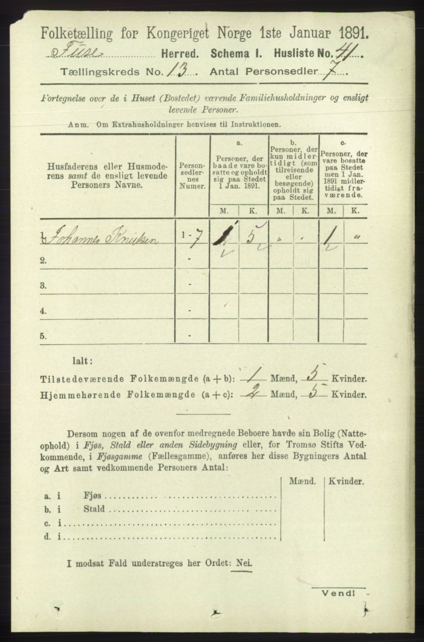 RA, 1891 census for 1241 Fusa, 1891, p. 2832