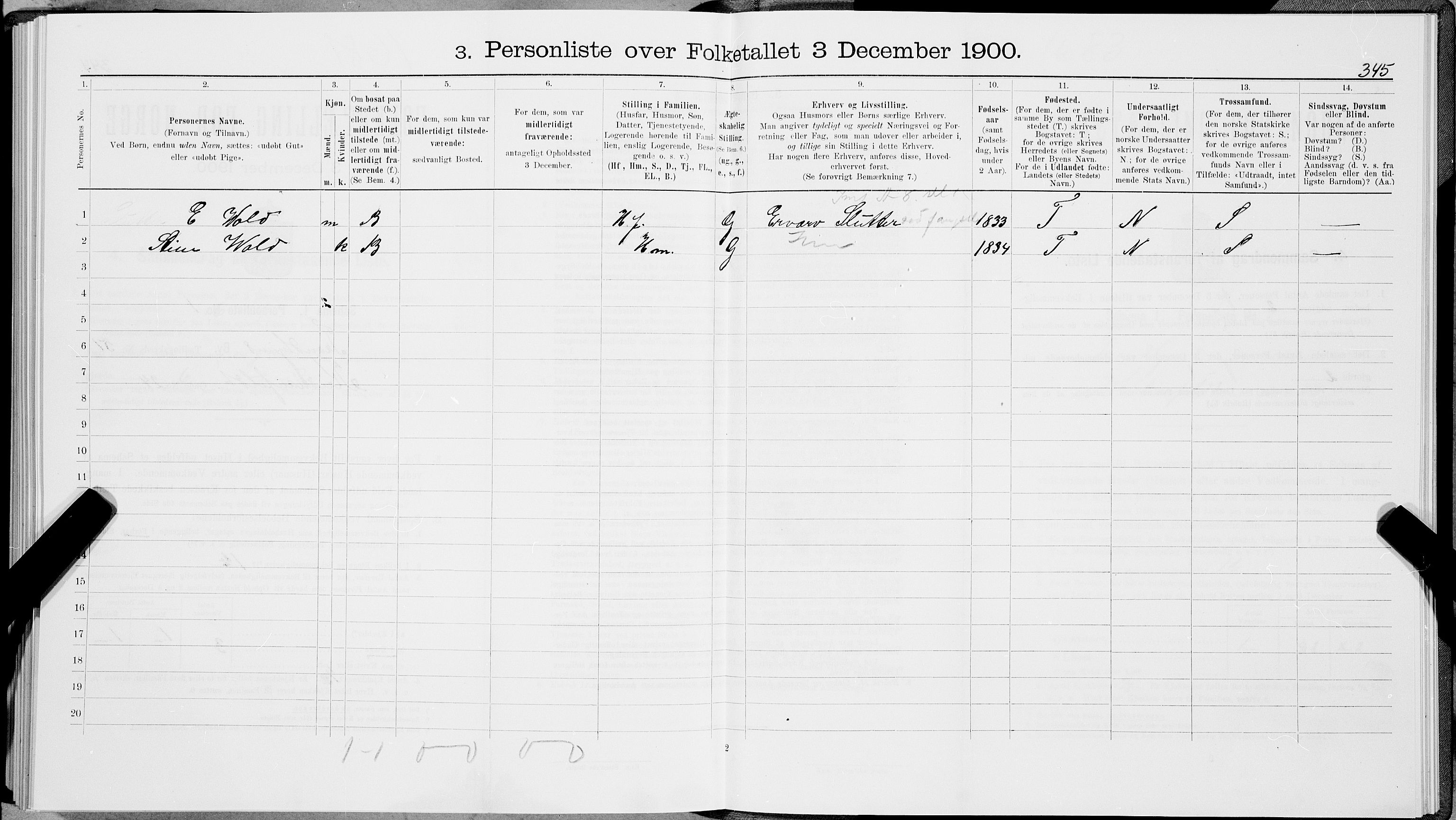 SAT, 1900 census for Trondheim, 1900, p. 8670