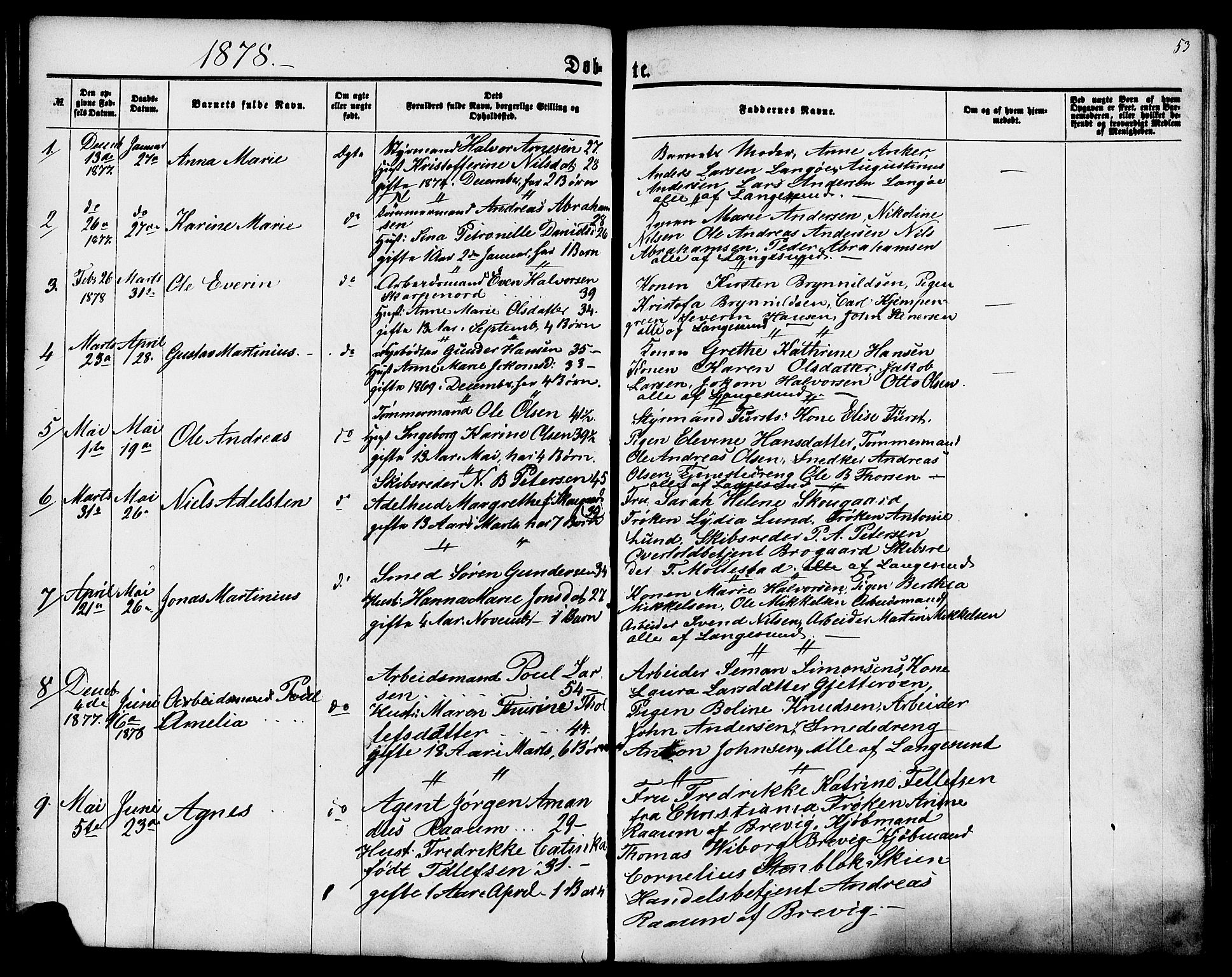 Langesund kirkebøker, SAKO/A-280/G/Ga/L0004: Parish register (copy) no. 4, 1859-1884, p. 53