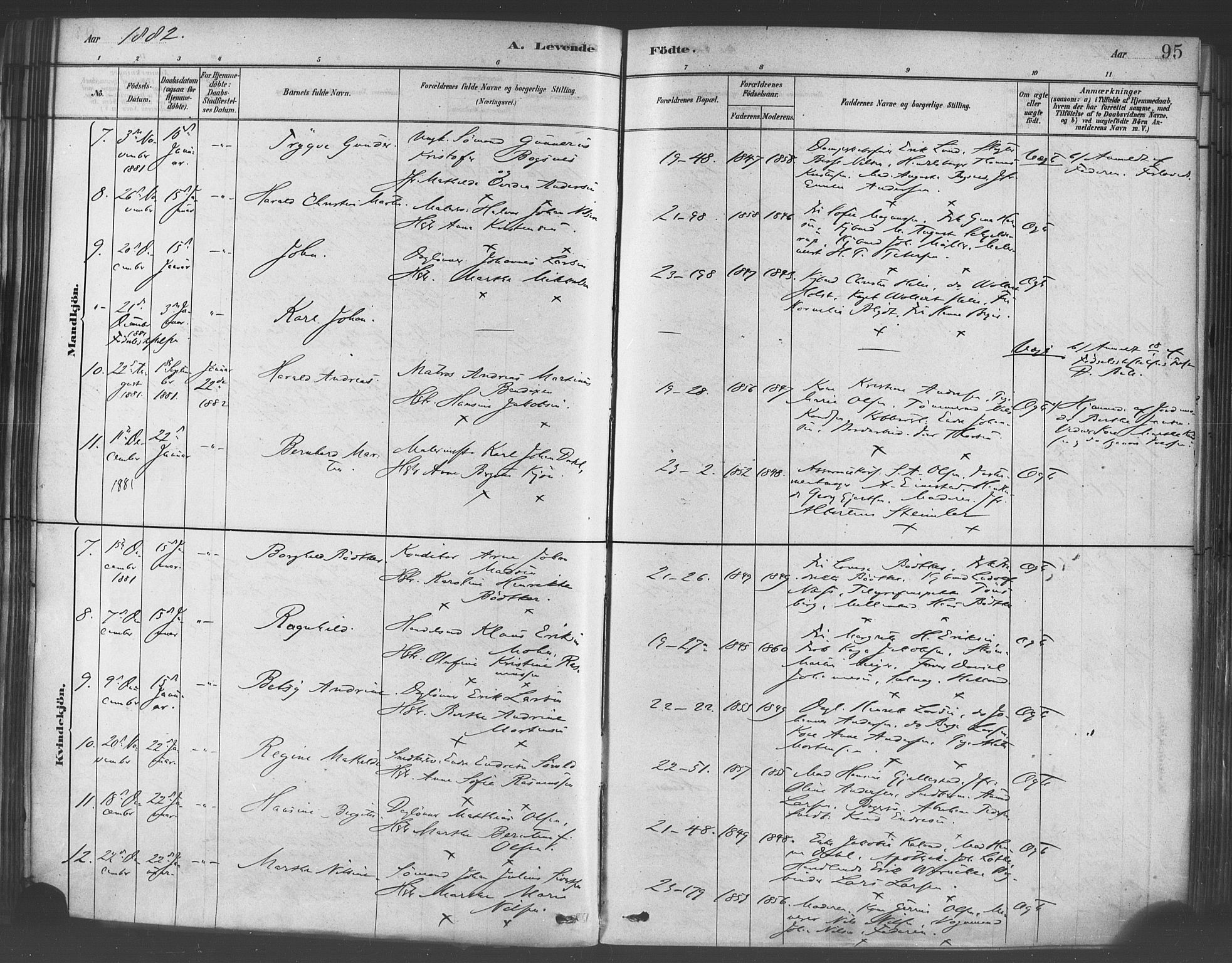 Korskirken sokneprestembete, SAB/A-76101/H/Haa/L0021: Parish register (official) no. B 7, 1878-1889, p. 95