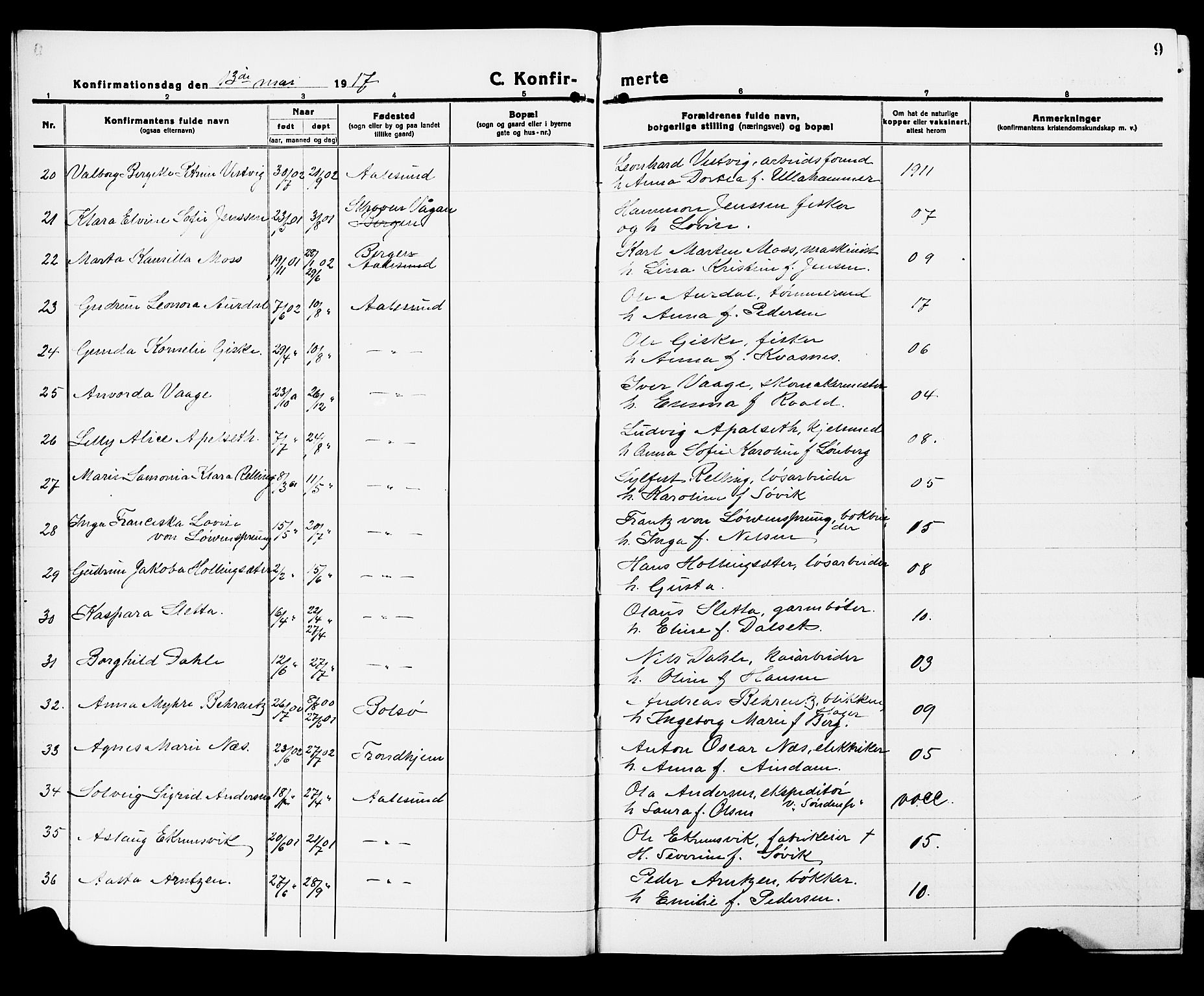 Ministerialprotokoller, klokkerbøker og fødselsregistre - Møre og Romsdal, AV/SAT-A-1454/529/L0472: Parish register (copy) no. 529C09, 1917-1929, p. 9