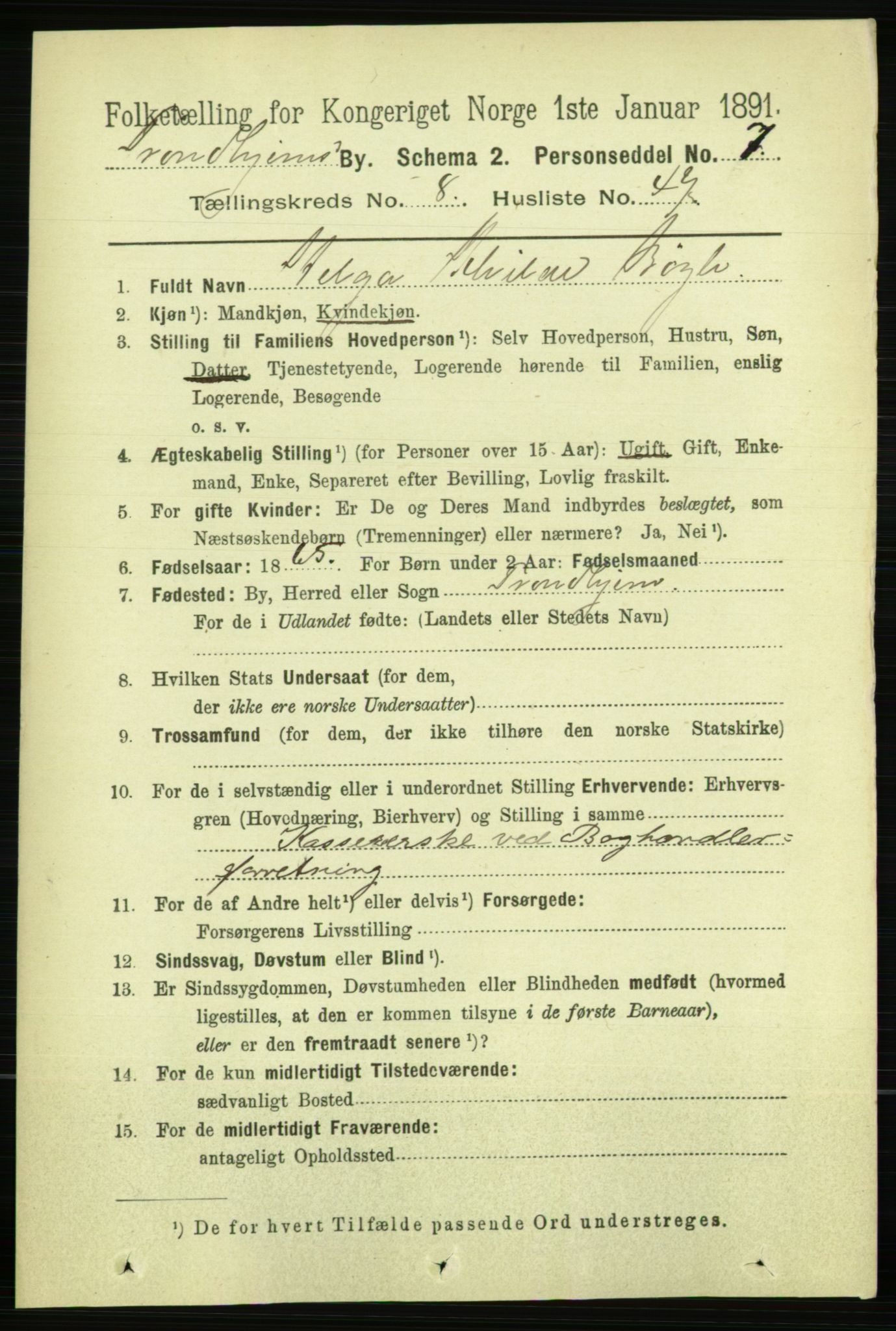 RA, 1891 census for 1601 Trondheim, 1891, p. 7409