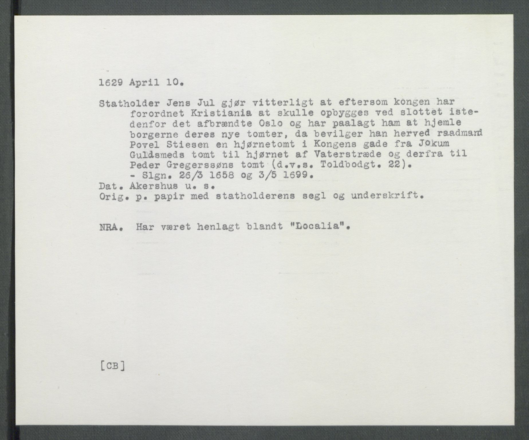 Riksarkivets diplomsamling, AV/RA-EA-5965/F02/L0138: Dokumenter, 1629, p. 12