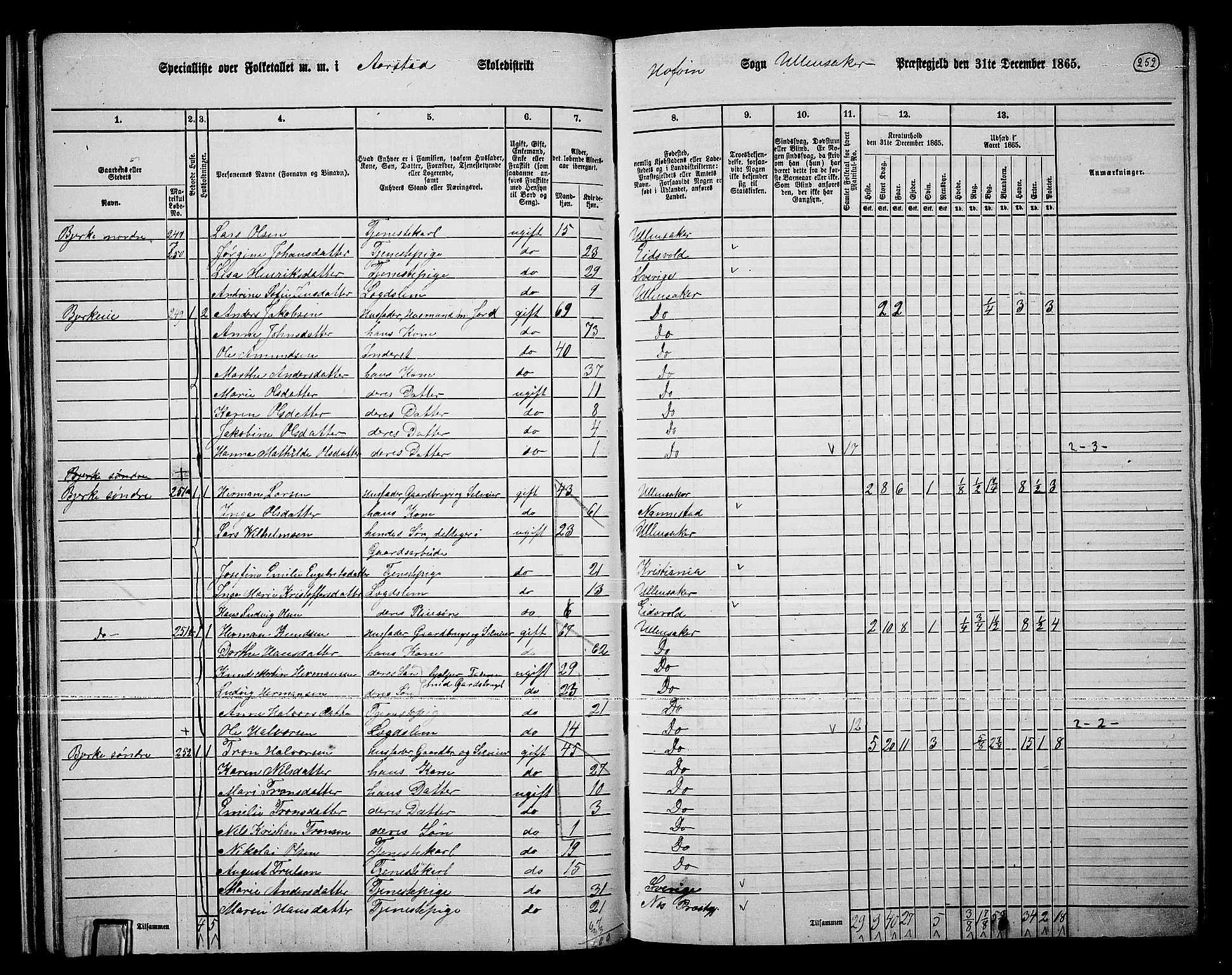 RA, 1865 census for Ullensaker, 1865, p. 224