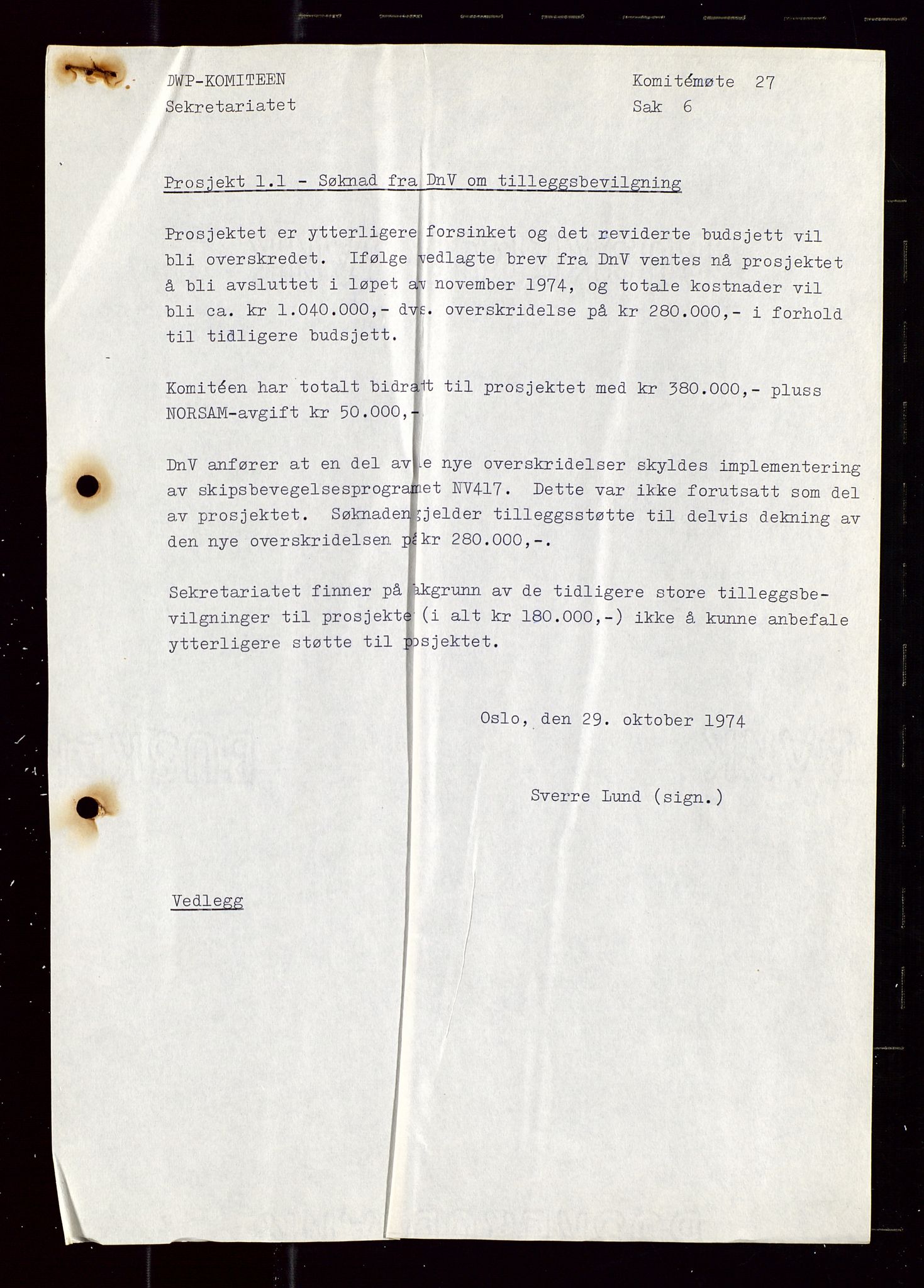 Industridepartementet, Oljekontoret, AV/SAST-A-101348/Di/L0001: DWP, møter juni - november, komiteemøter nr. 19 - 26, 1973-1974, p. 726