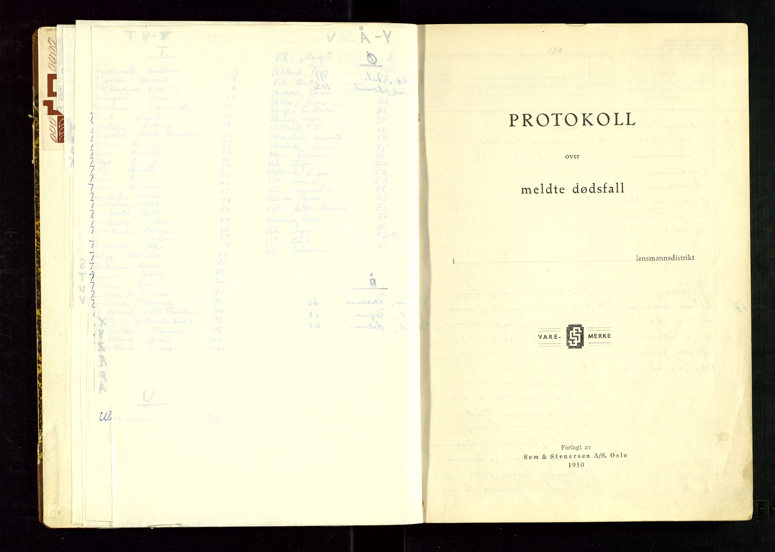 Nedstrand lensmannskontor, SAST/A-100236/Gga/L0005: "Protokoll over anmeldte dødsfall i Nedstrand lensmannsdistrikt", 1953-1968