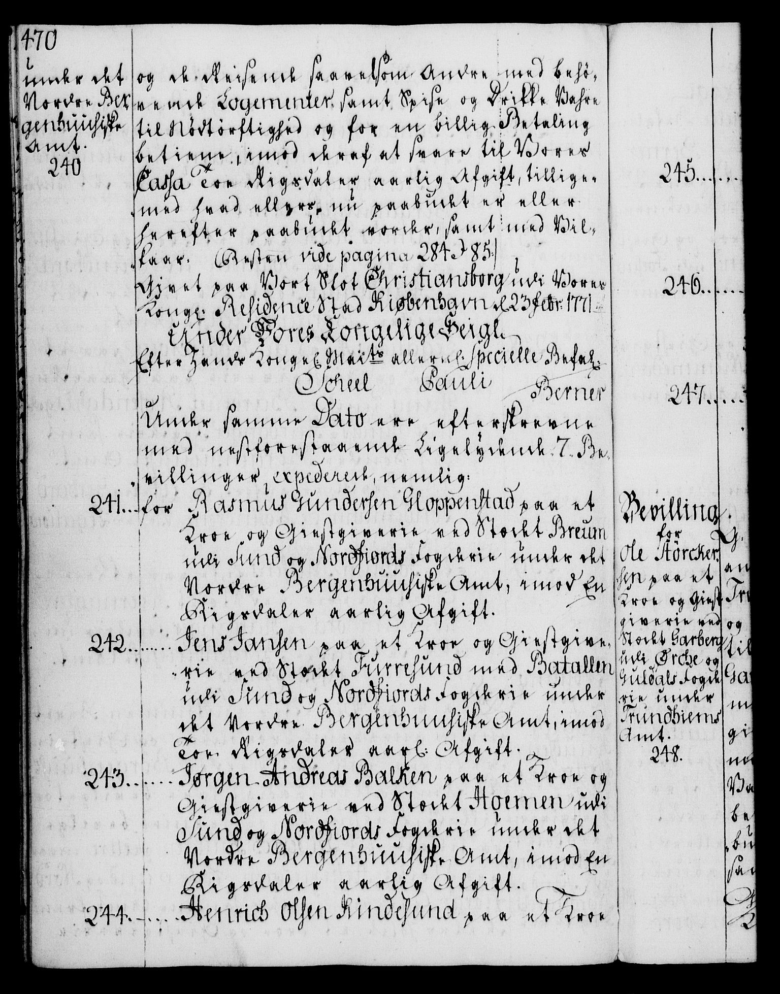 Rentekammeret, Kammerkanselliet, AV/RA-EA-3111/G/Gg/Gga/L0008: Norsk ekspedisjonsprotokoll med register (merket RK 53.8), 1768-1771, p. 470