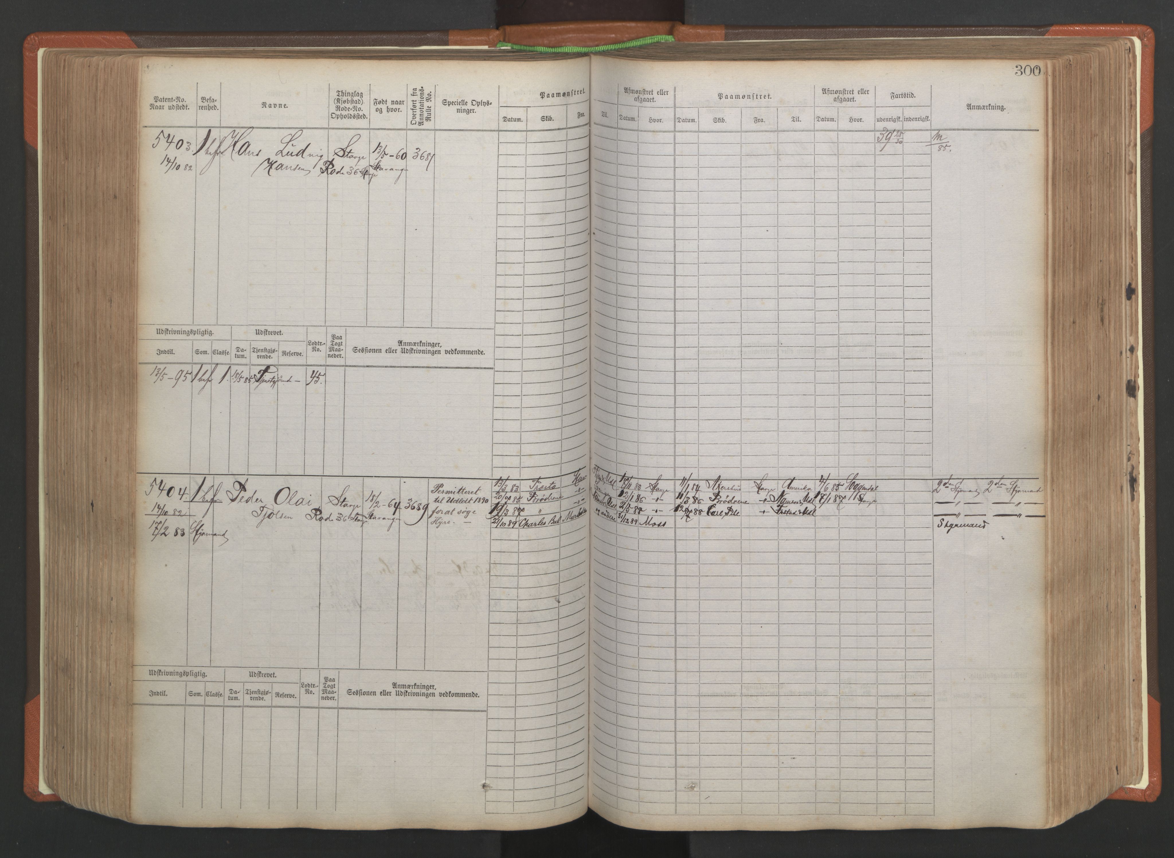 Stavanger sjømannskontor, AV/SAST-A-102006/F/Fb/Fbb/L0009: Sjøfartshovedrulle, patentnr. 4805-6006, 1879-1887, p. 306