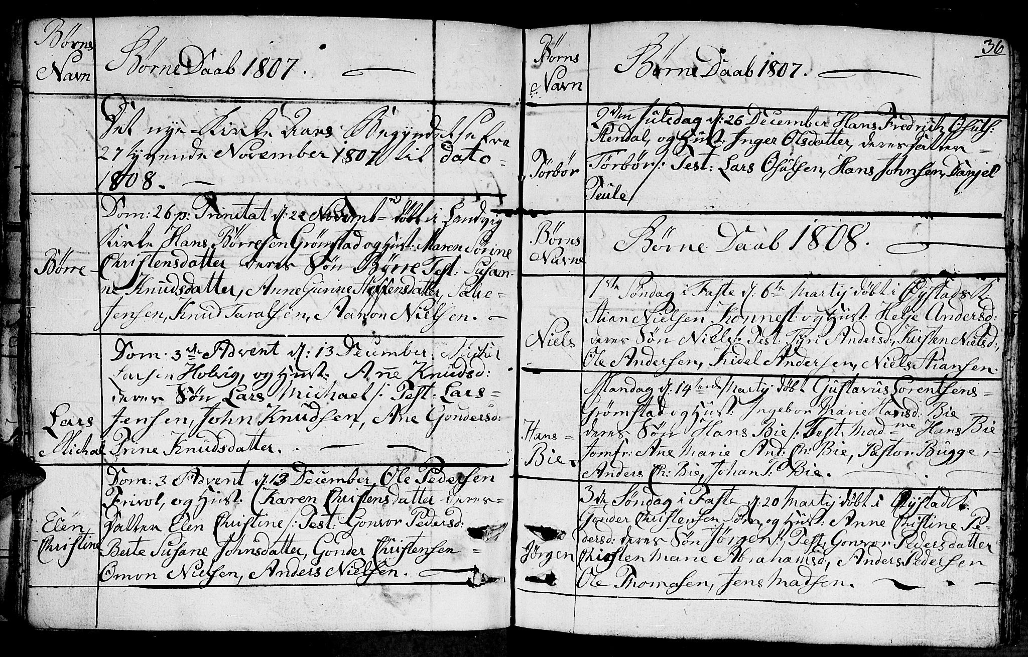 Fjære sokneprestkontor, SAK/1111-0011/F/Fb/L0006: Parish register (copy) no. B 6, 1803-1817, p. 36
