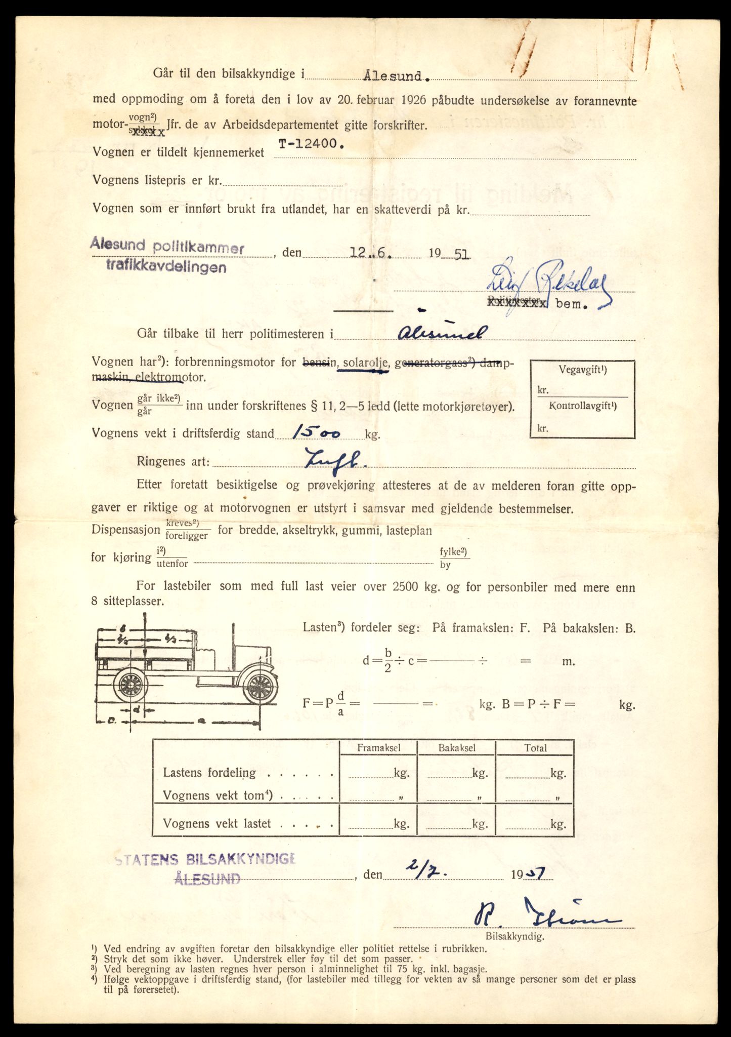 Møre og Romsdal vegkontor - Ålesund trafikkstasjon, AV/SAT-A-4099/F/Fe/L0033: Registreringskort for kjøretøy T 12151 - T 12474, 1927-1998, p. 2886