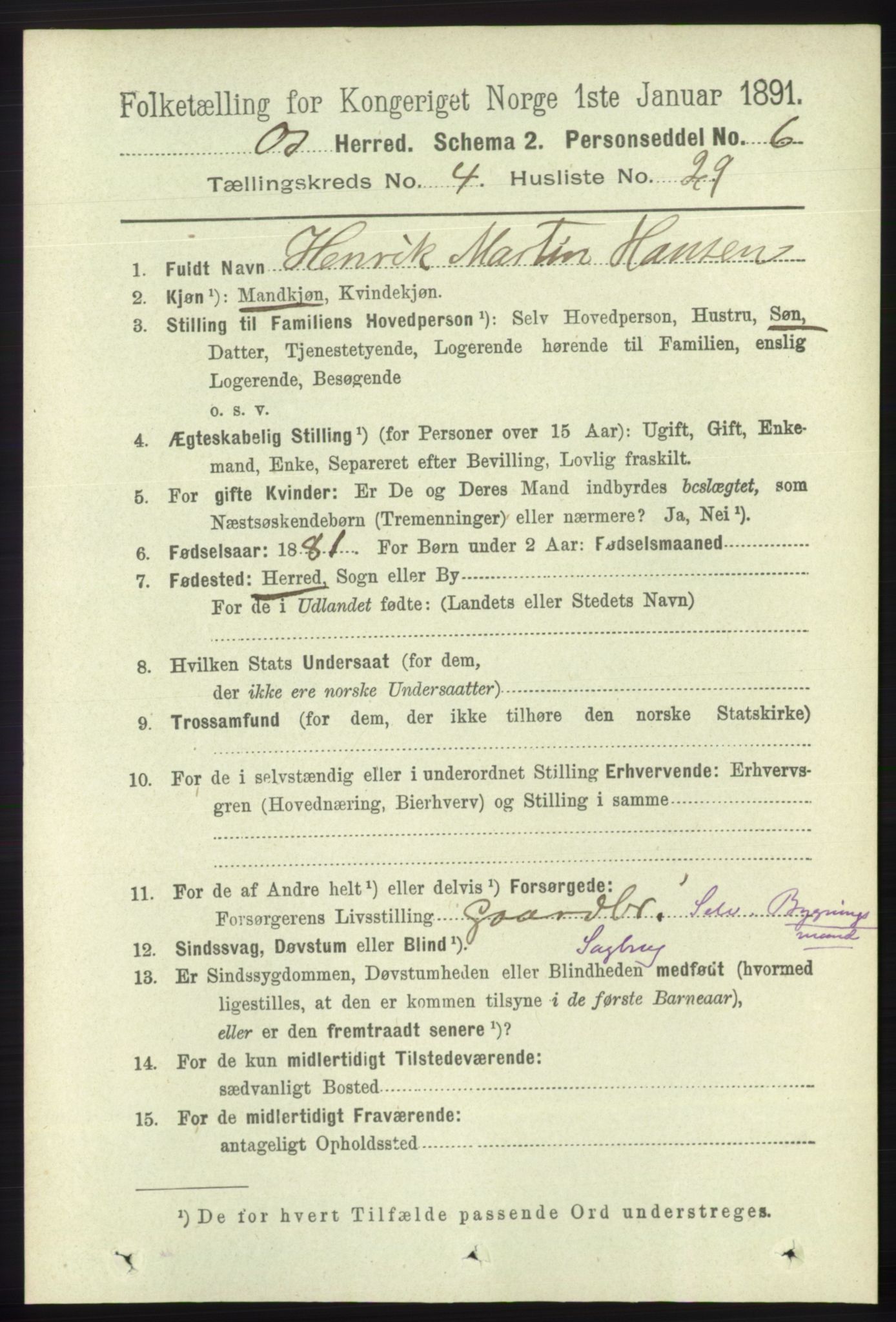 RA, 1891 census for 1243 Os, 1891, p. 1078