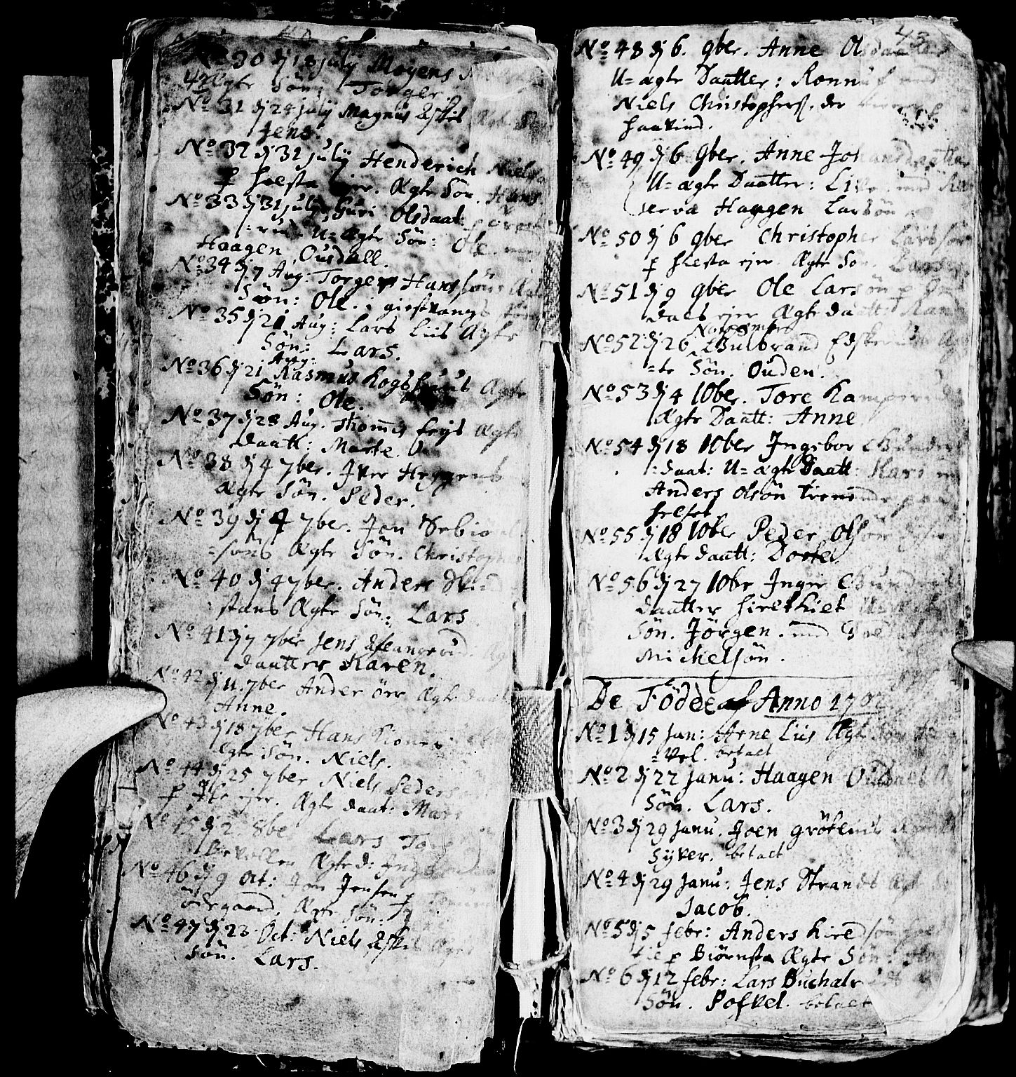 Nes prestekontor, Hedmark, AV/SAH-PREST-020/L/La/L0001: Parish register (copy) no. 1, 1663-1784, p. 42-43