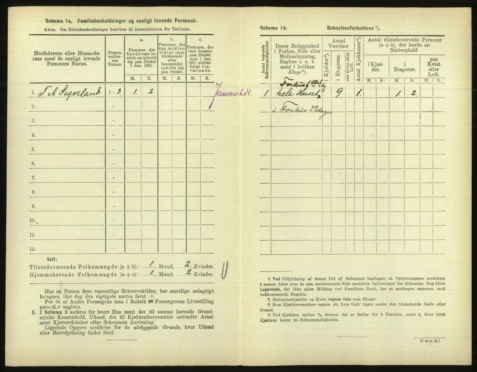 RA, 1891 census for 1001 Kristiansand, 1891, p. 311