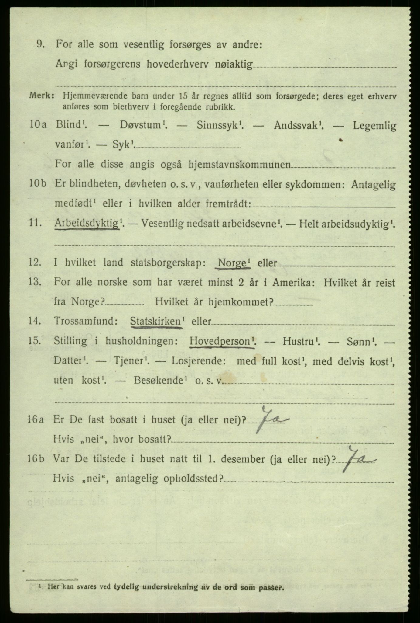 SAB, 1920 census for Aurland, 1920, p. 3867