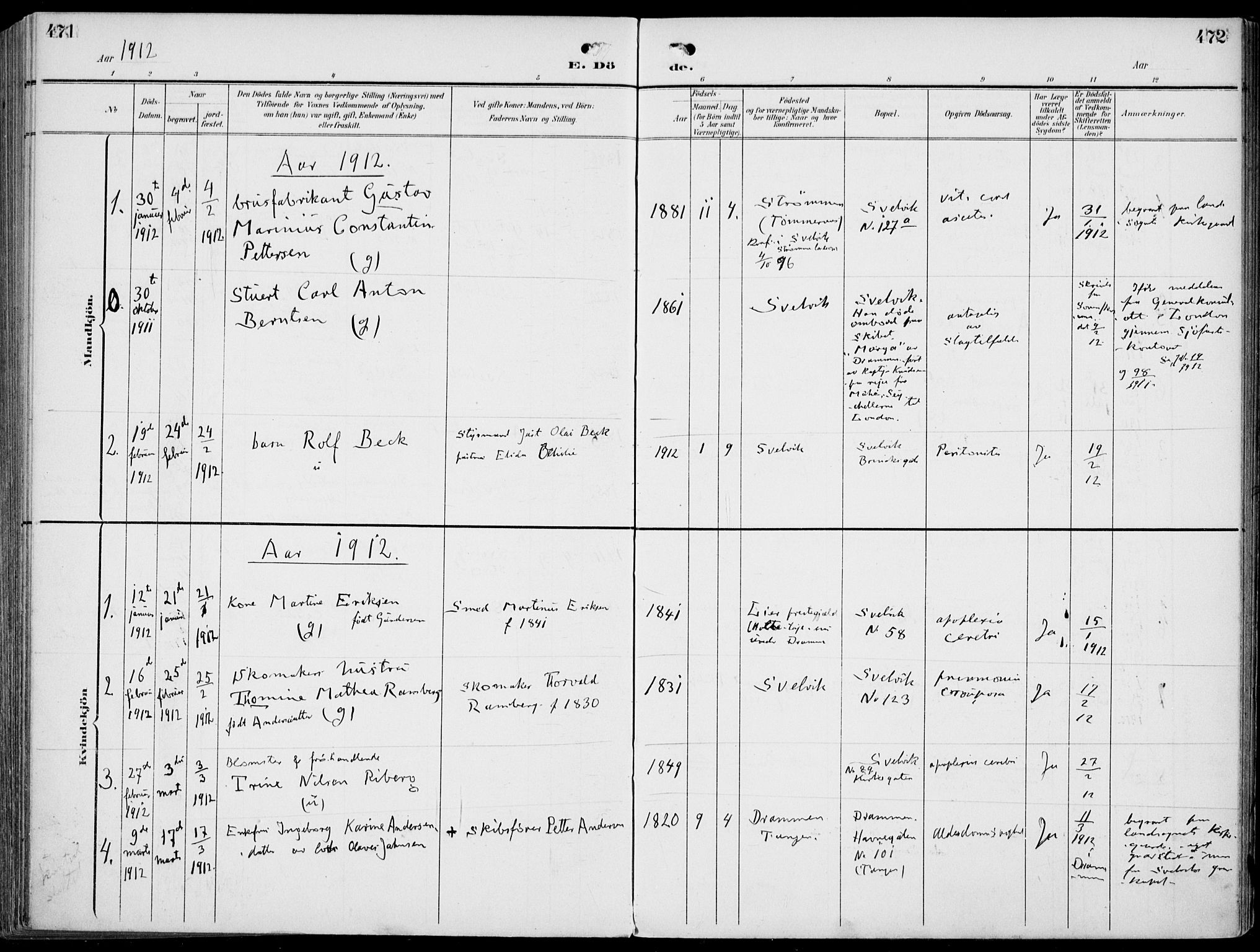 Strømm kirkebøker, AV/SAKO-A-322/F/Fb/L0002: Parish register (official) no. II 2, 1900-1919, p. 471-472