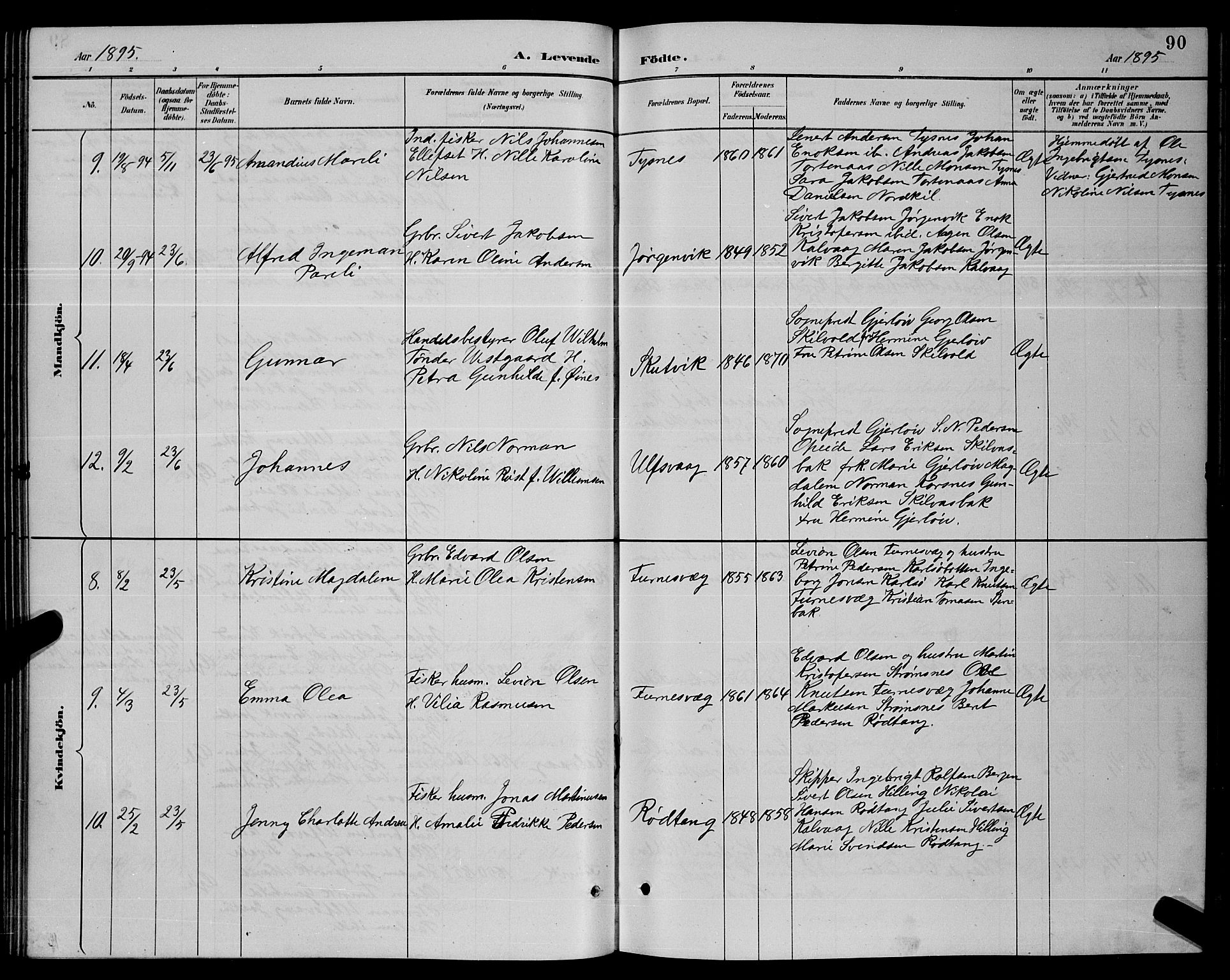 Ministerialprotokoller, klokkerbøker og fødselsregistre - Nordland, SAT/A-1459/859/L0859: Parish register (copy) no. 859C05, 1887-1898, p. 90