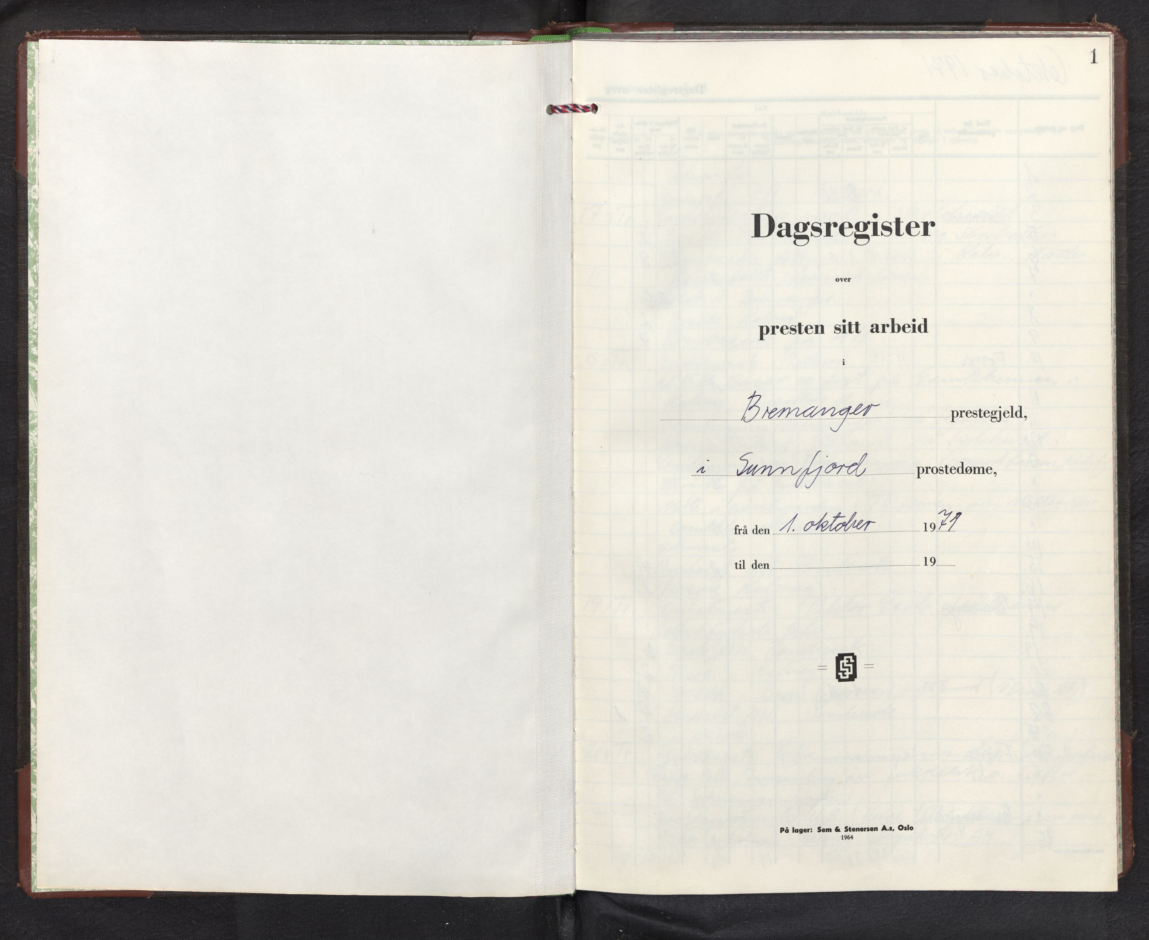 Bremanger sokneprestembete, SAB/A-82201/H/Haa/Haad/L0004: Diary records no. D 4, 1971-1982, p. 0b-1a