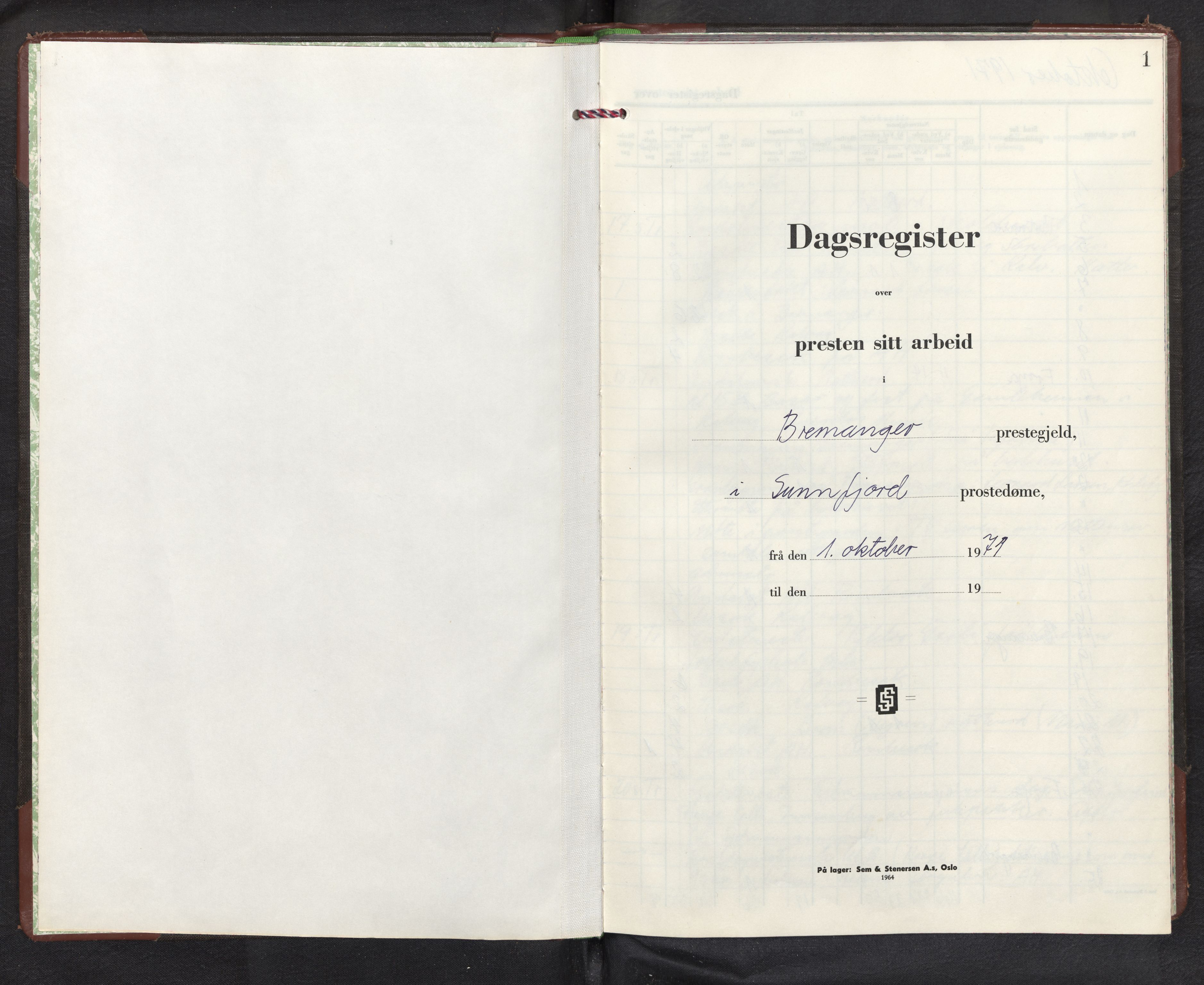 Bremanger sokneprestembete, AV/SAB-A-82201/H/Haa/Haad/L0004: Diary records no. D 4, 1971-1982, p. 0b-1a