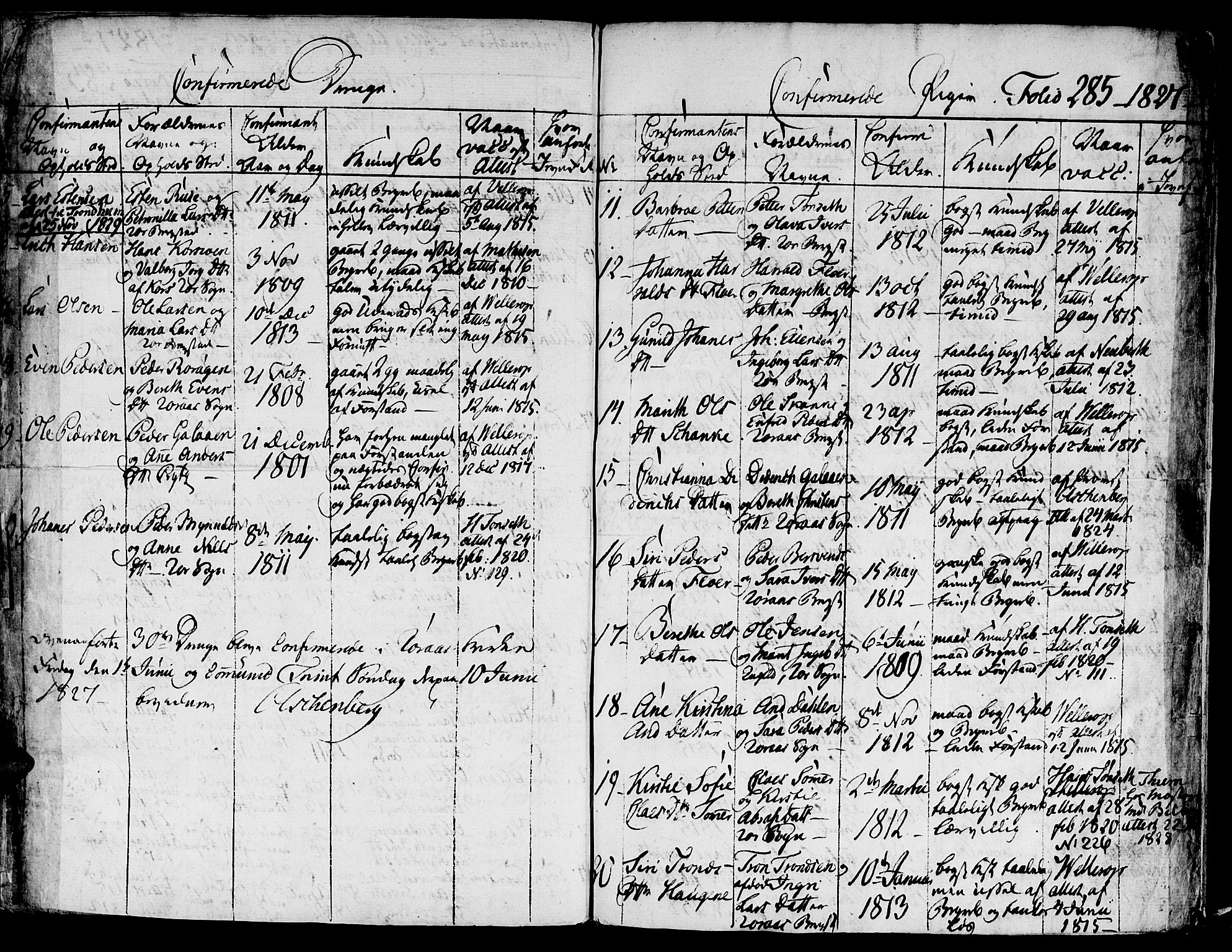 Ministerialprotokoller, klokkerbøker og fødselsregistre - Sør-Trøndelag, SAT/A-1456/681/L0929: Parish register (official) no. 681A07, 1817-1828, p. 285c