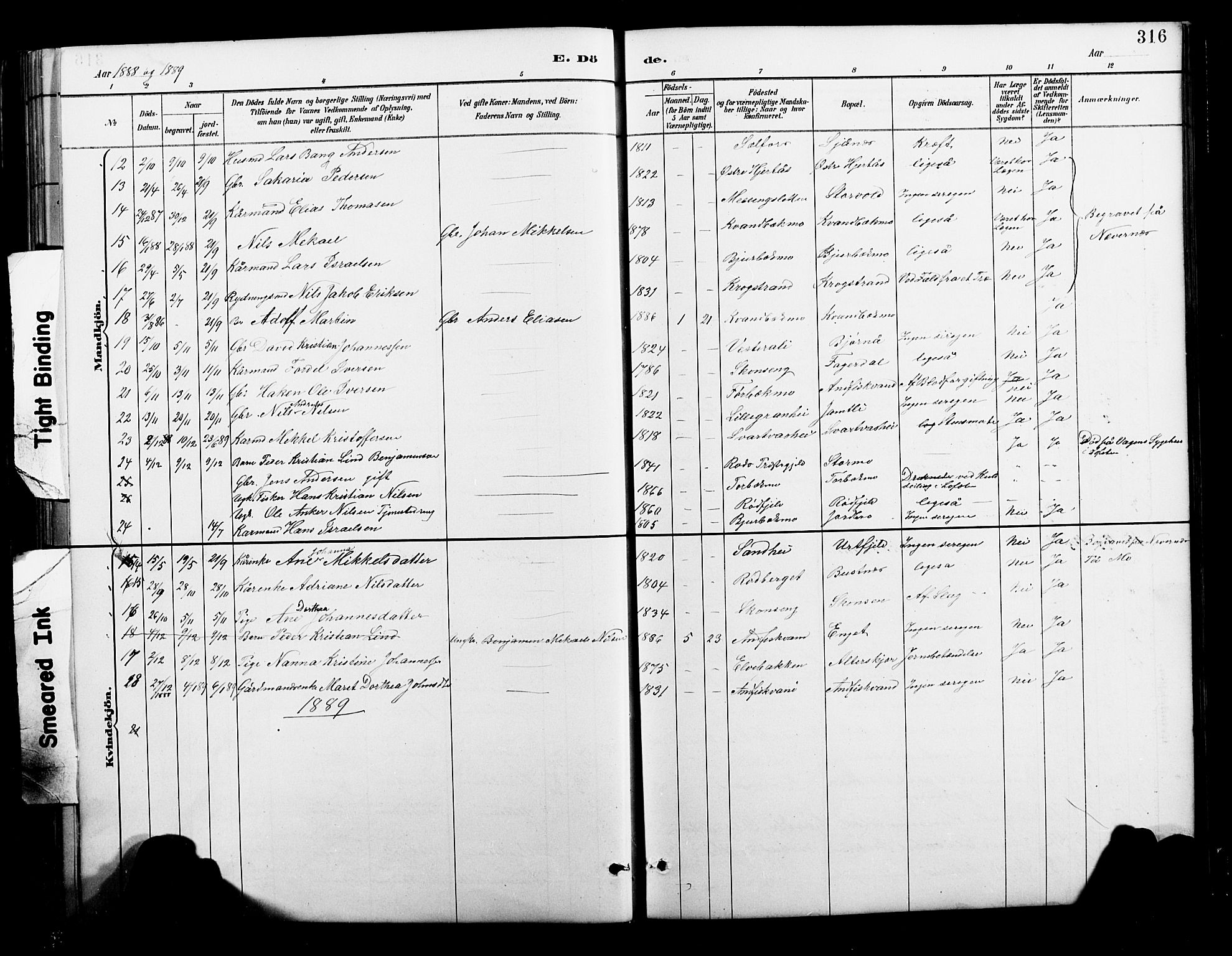 Ministerialprotokoller, klokkerbøker og fødselsregistre - Nordland, AV/SAT-A-1459/827/L0421: Parish register (copy) no. 827C10, 1887-1906, p. 316