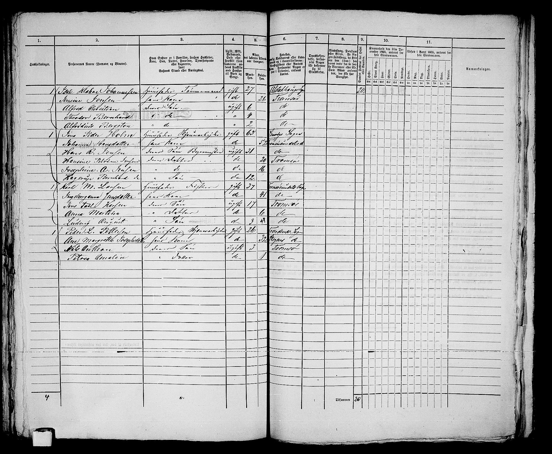 RA, 1865 census for Tromsø, 1865, p. 327