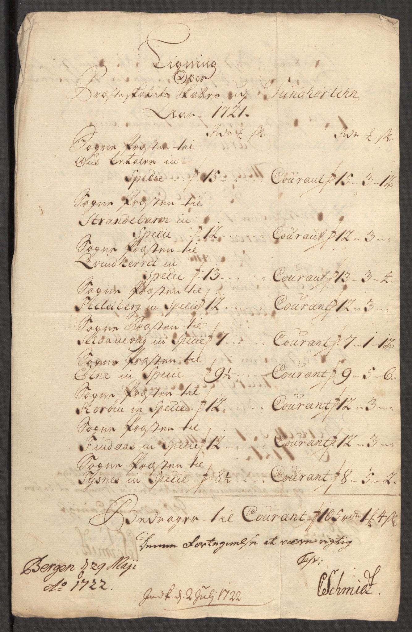 Rentekammeret inntil 1814, Reviderte regnskaper, Fogderegnskap, RA/EA-4092/R48/L3000: Fogderegnskap Sunnhordland og Hardanger, 1721, p. 70