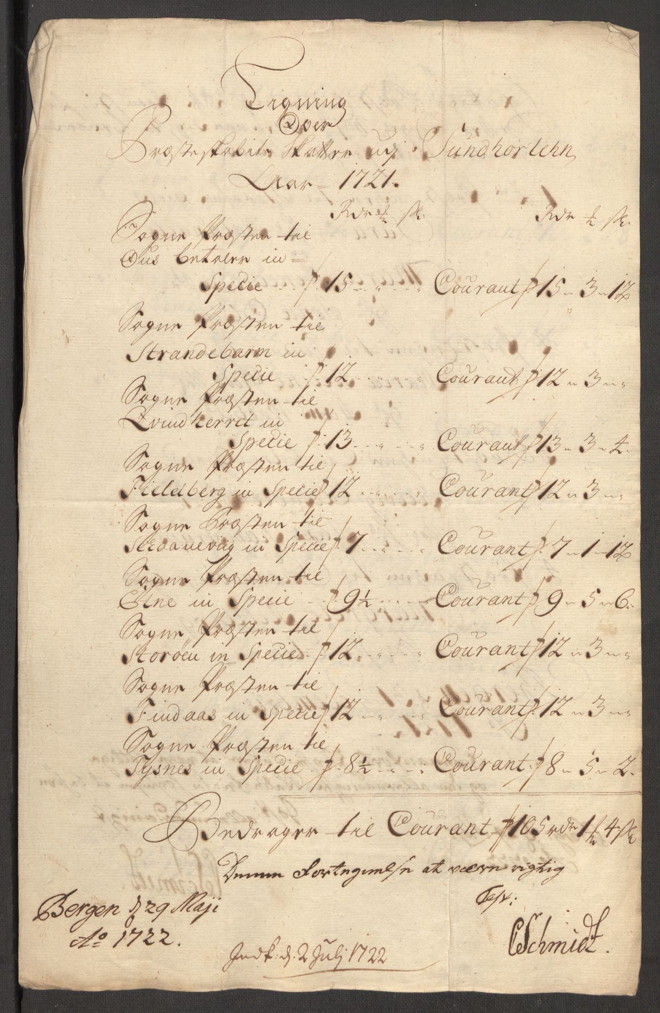 Rentekammeret inntil 1814, Reviderte regnskaper, Fogderegnskap, AV/RA-EA-4092/R48/L3000: Fogderegnskap Sunnhordland og Hardanger, 1721, p. 70