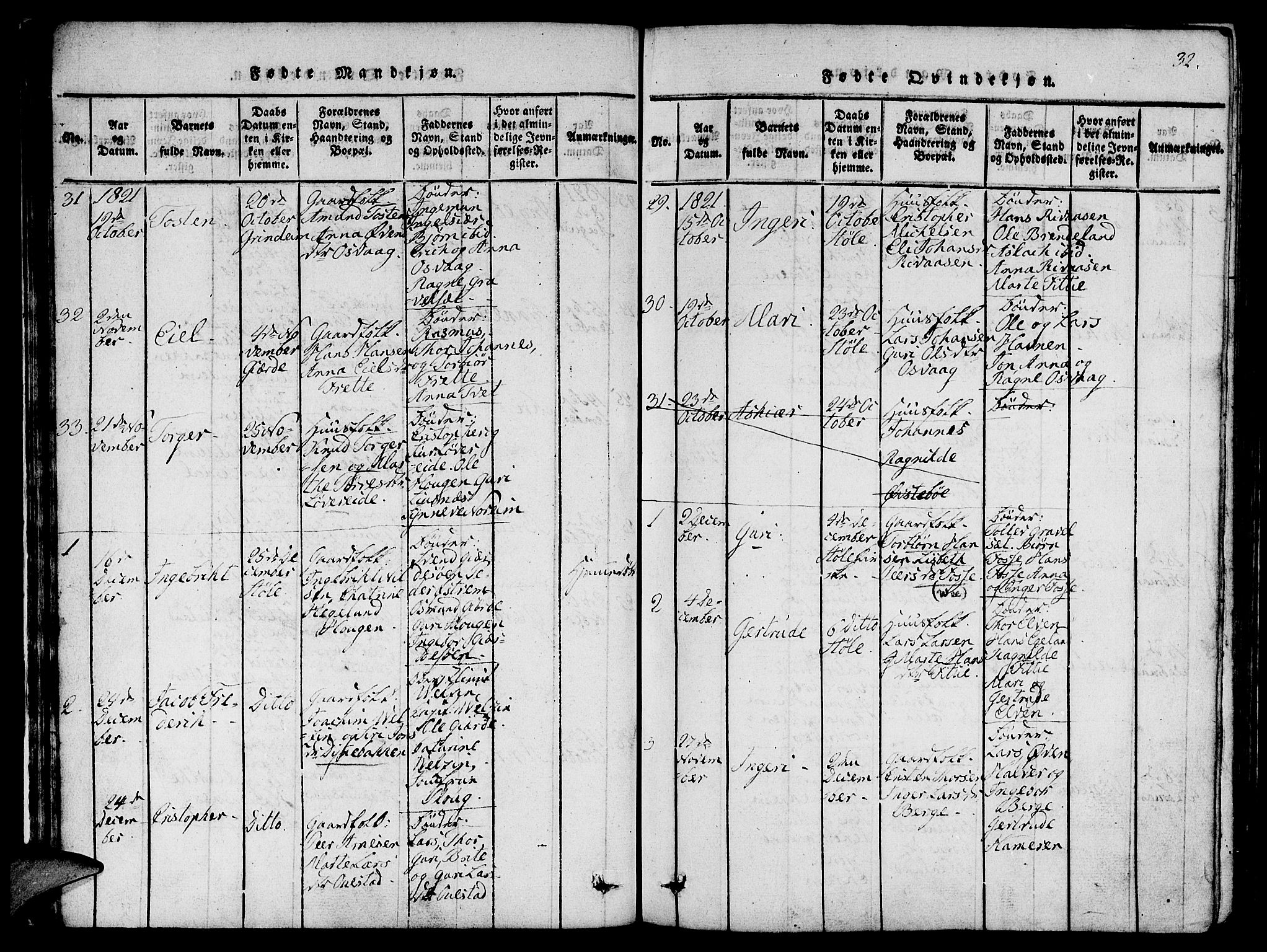 Etne sokneprestembete, SAB/A-75001/H/Haa: Parish register (official) no. A 6, 1815-1831, p. 32