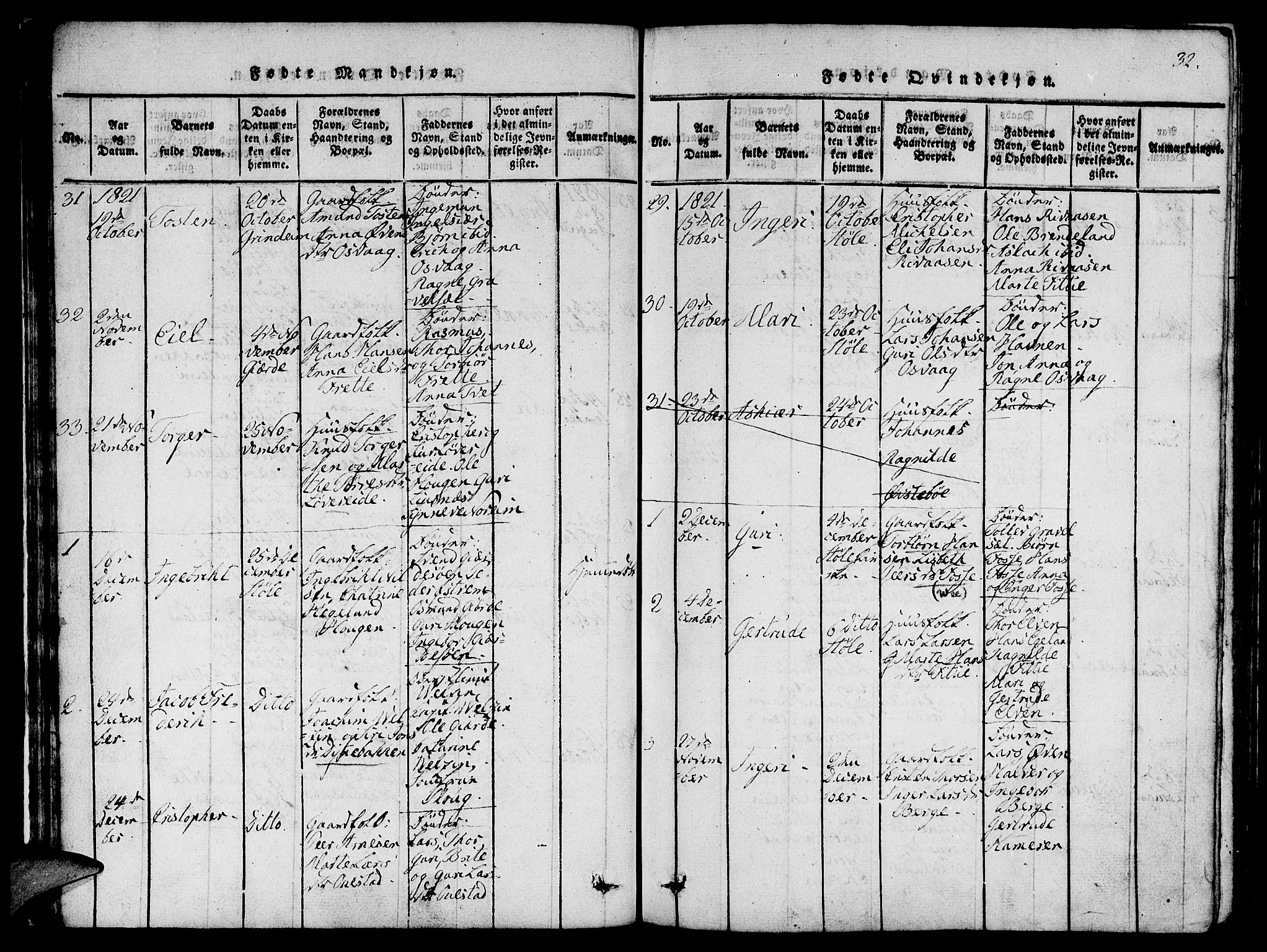 Etne sokneprestembete, AV/SAB-A-75001/H/Haa: Parish register (official) no. A 6, 1815-1831, p. 32