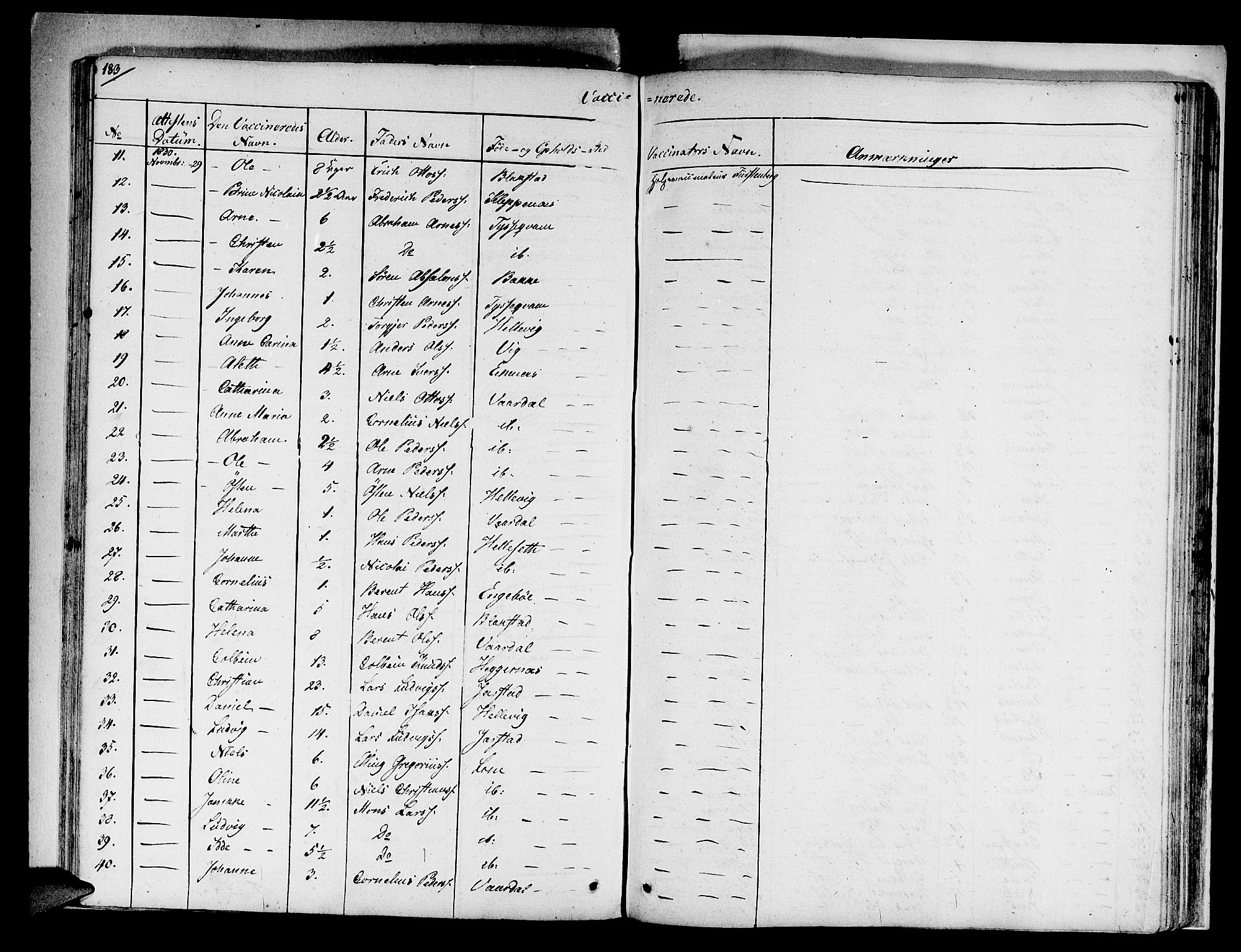 Fjaler sokneprestembete, AV/SAB-A-79801/H/Haa/Haaa/L0005: Parish register (official) no. A 5, 1821-1835, p. 183