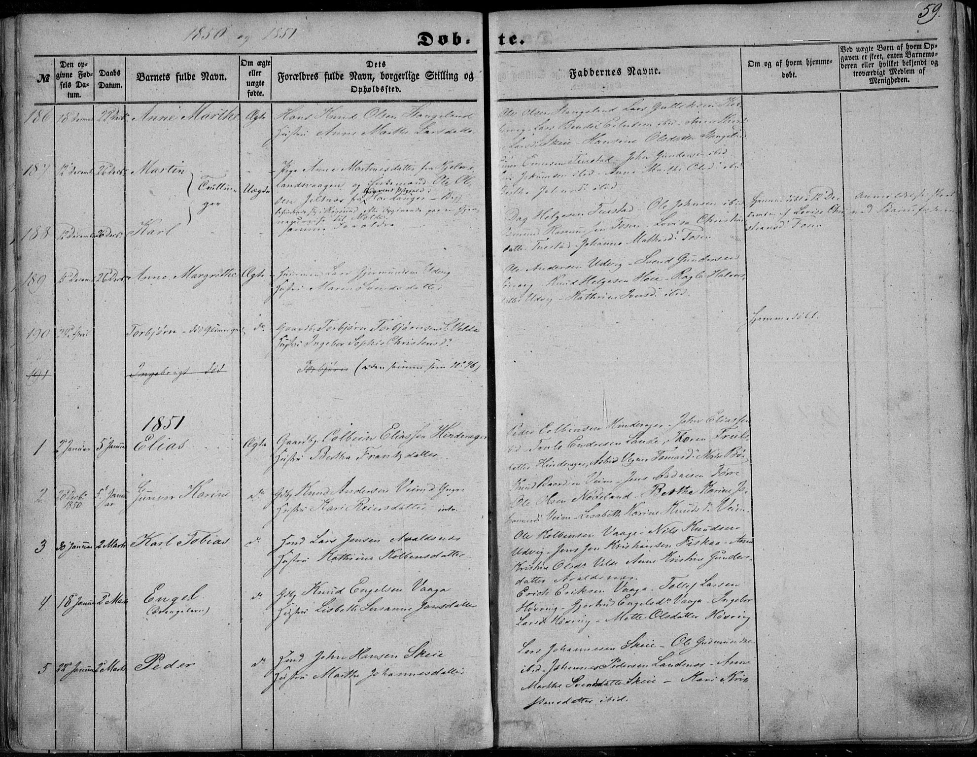 Avaldsnes sokneprestkontor, SAST/A -101851/H/Ha/Haa/L0008: Parish register (official) no. A 8, 1847-1857, p. 59