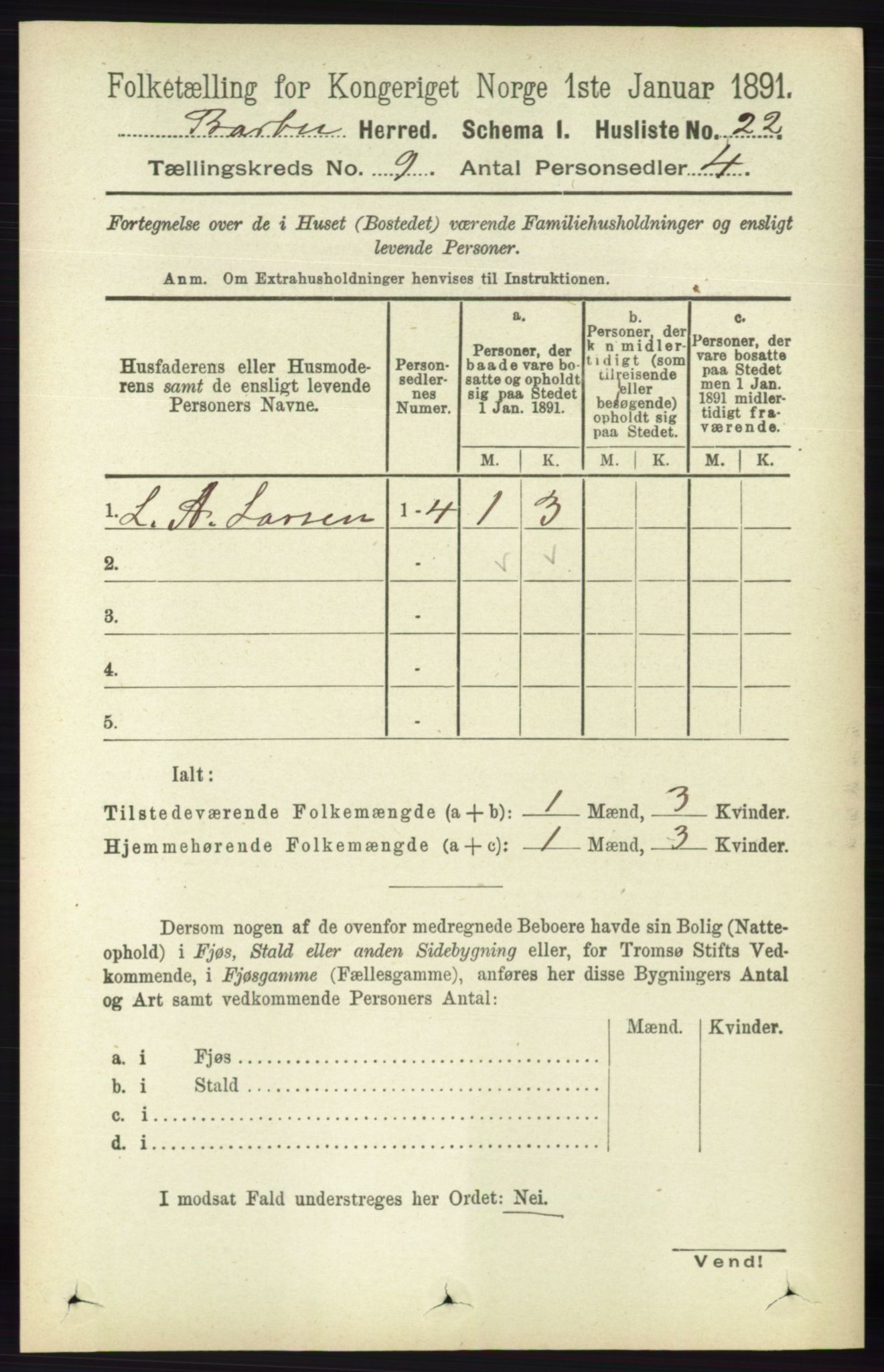 RA, 1891 census for 0990 Barbu, 1891, p. 7090