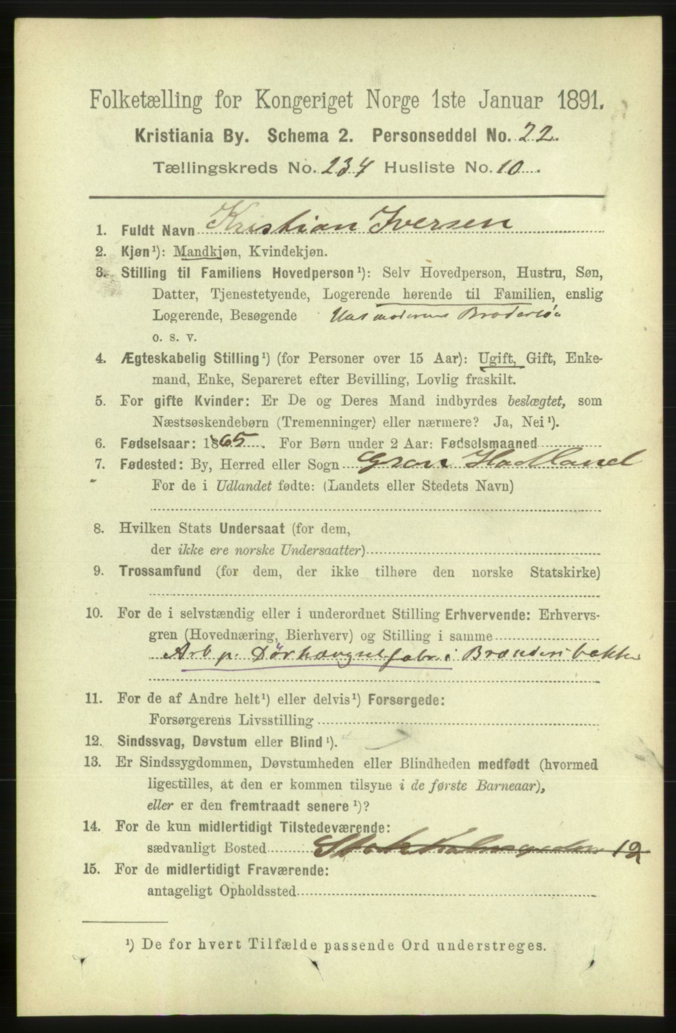 RA, 1891 census for 0301 Kristiania, 1891, p. 143737